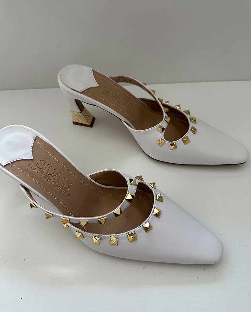 Λευκό Mule, με Τρουξ και τακούνι