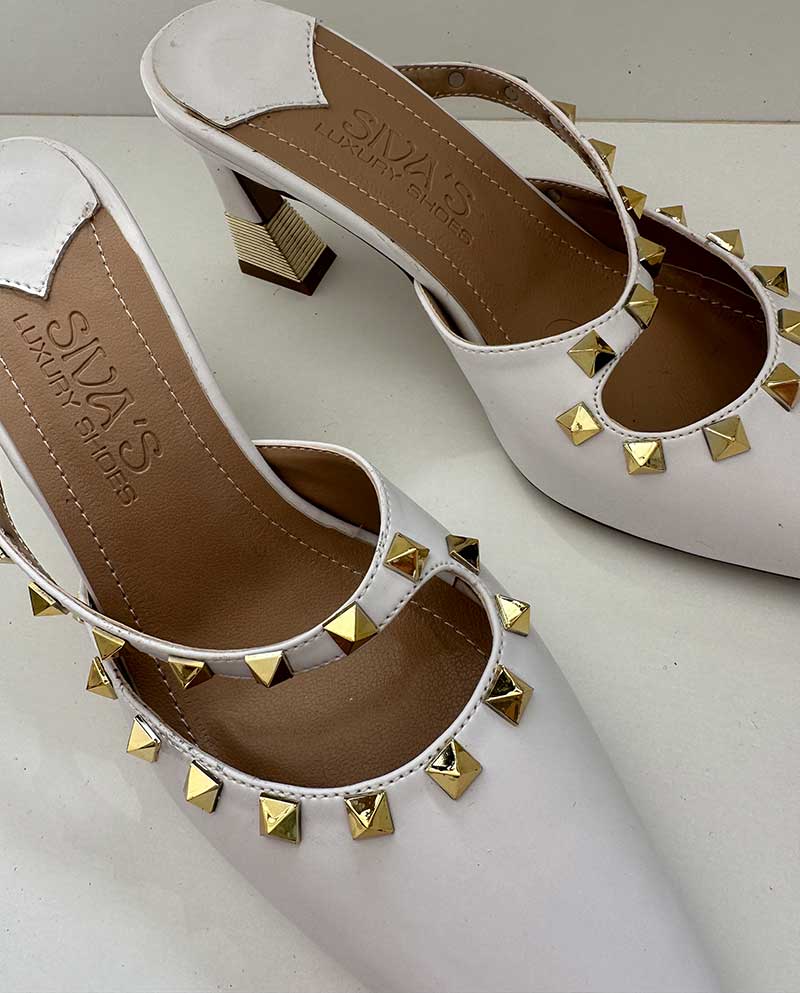 Λευκό Mule, με Τρουξ και τακούνι