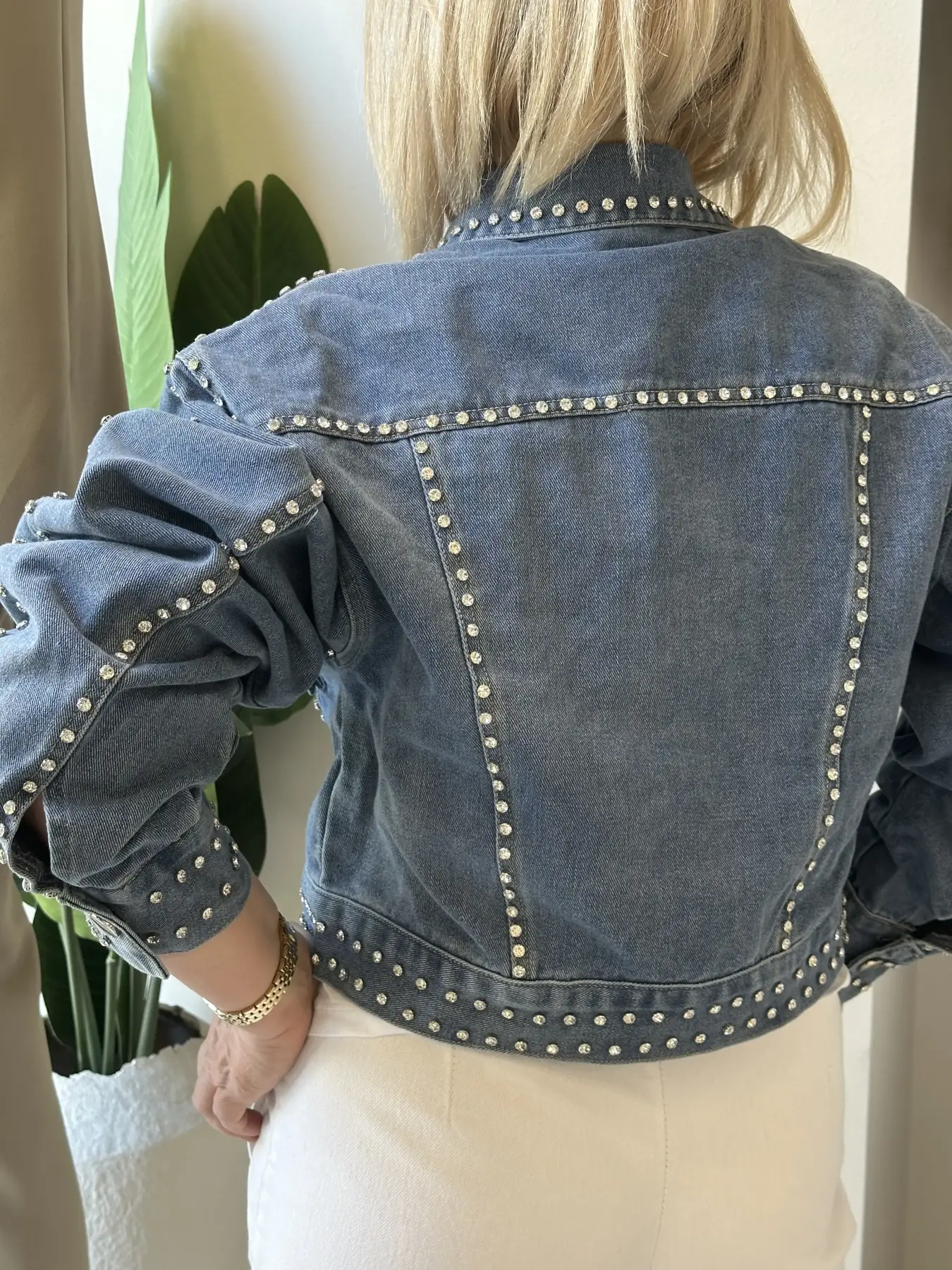 Σκούρο denim jacket με στράς