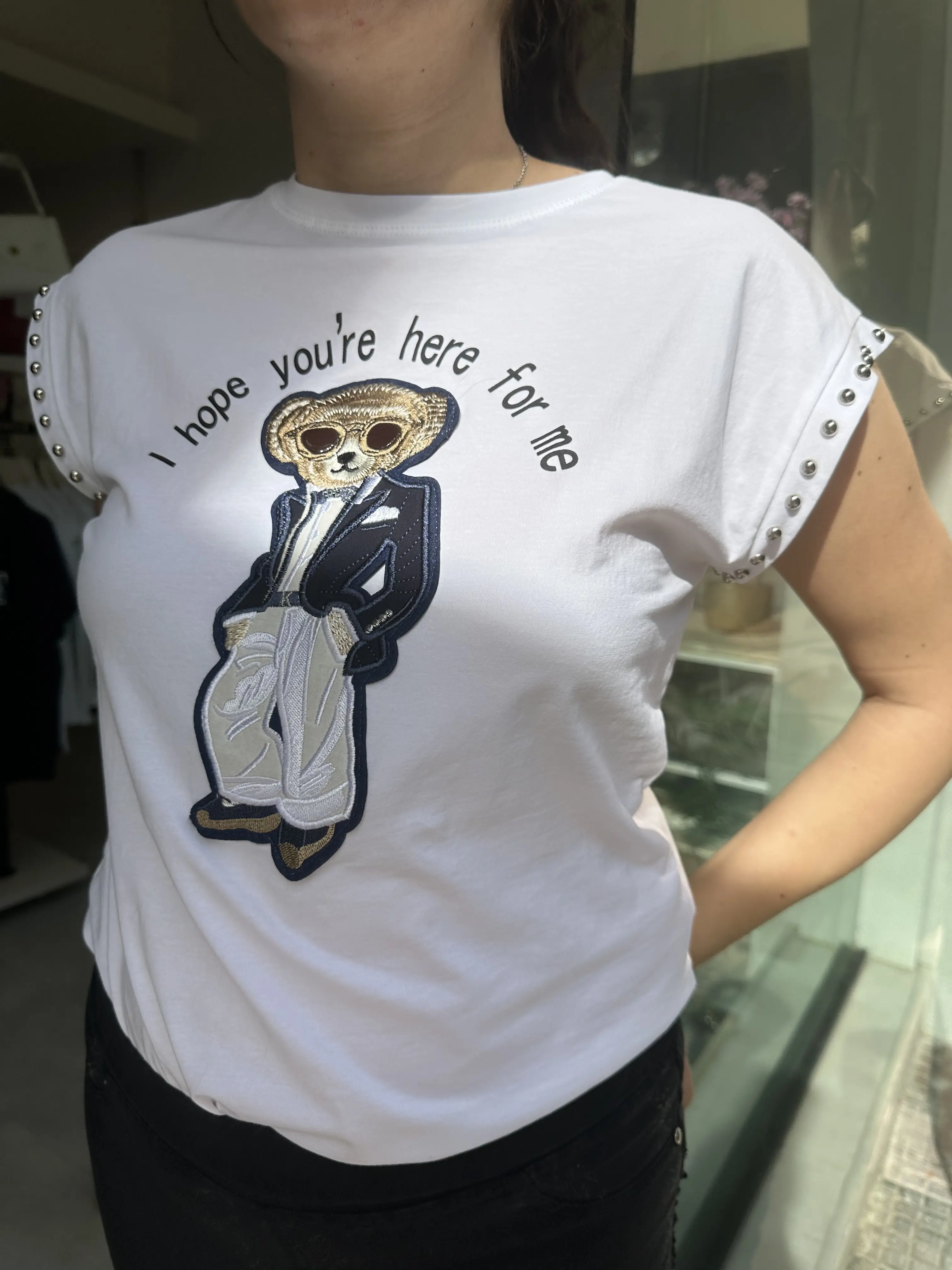 κοντομάνικο t-shirt με λεπτομέρεια αρκουδάκι