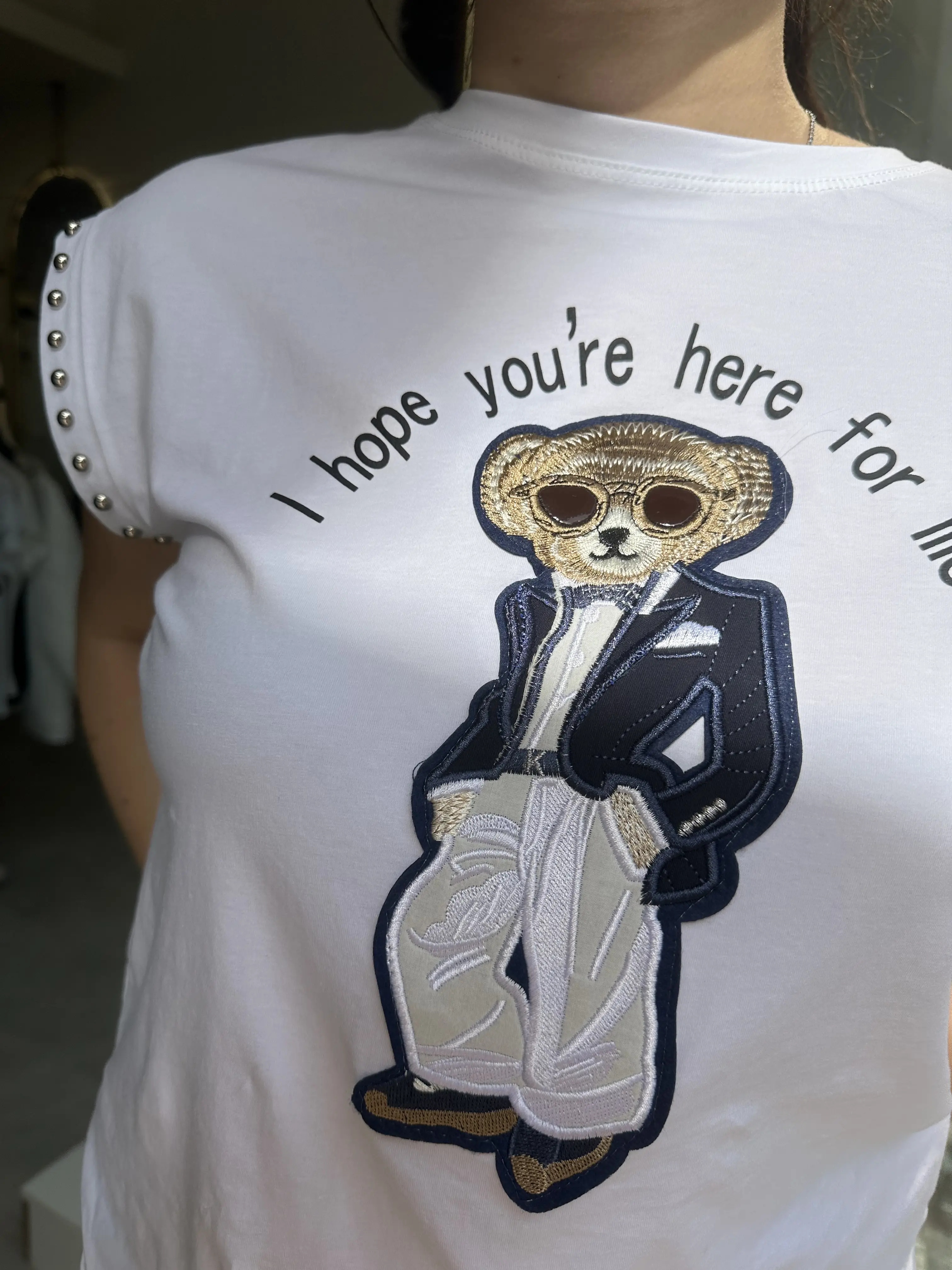 κοντομάνικο t-shirt με λεπτομέρεια αρκουδάκι