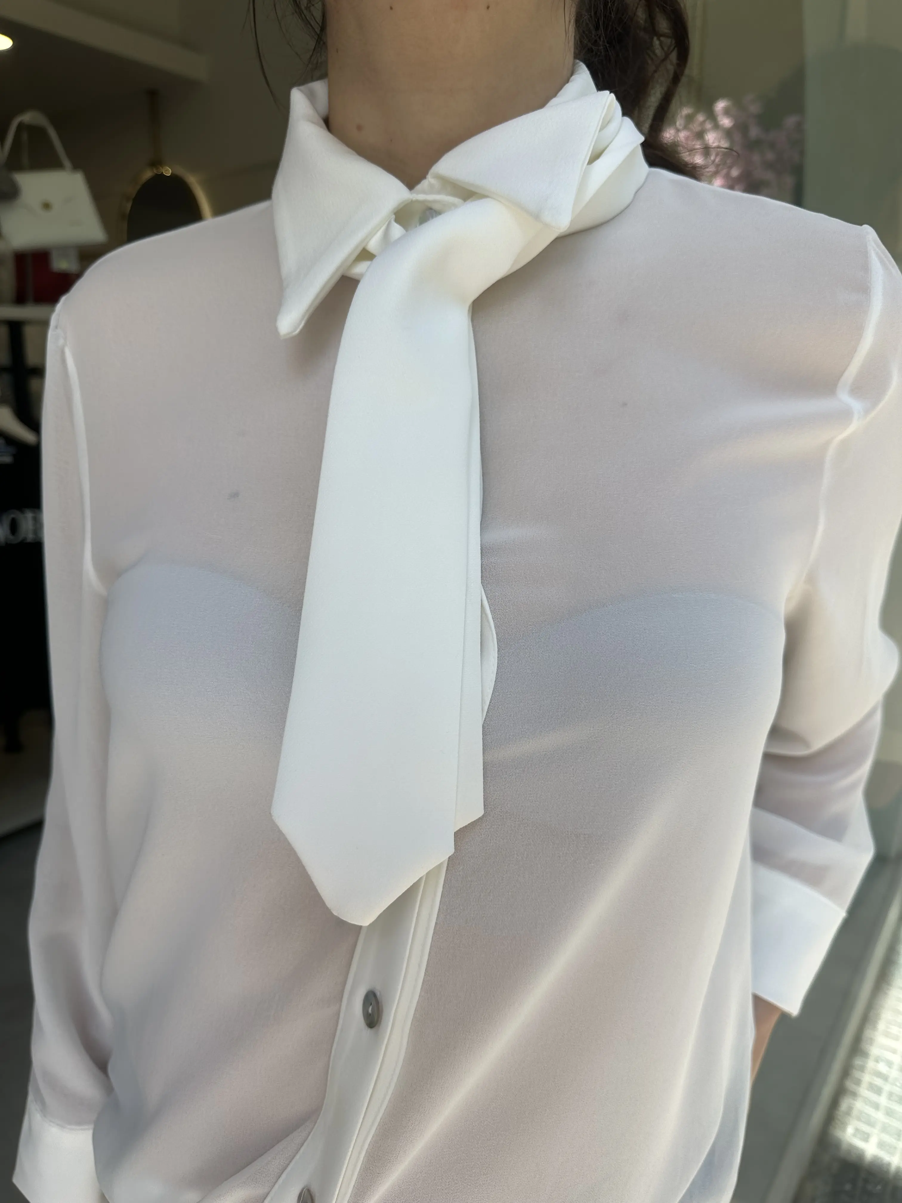 Λευκό διάφανο πουκάμισο με γραβάτα