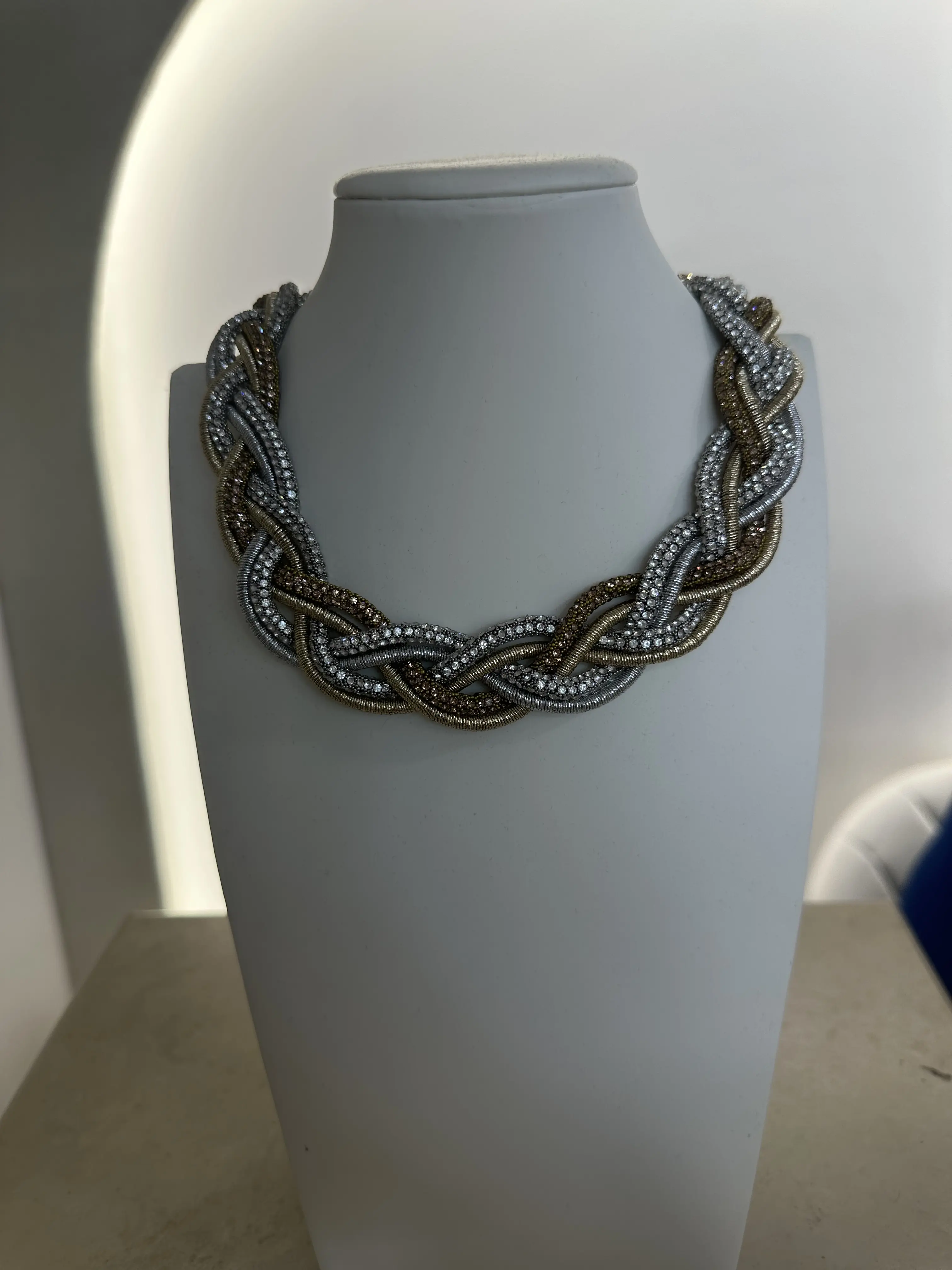 Δίχρωμο Κολιέ Πλεξούδα