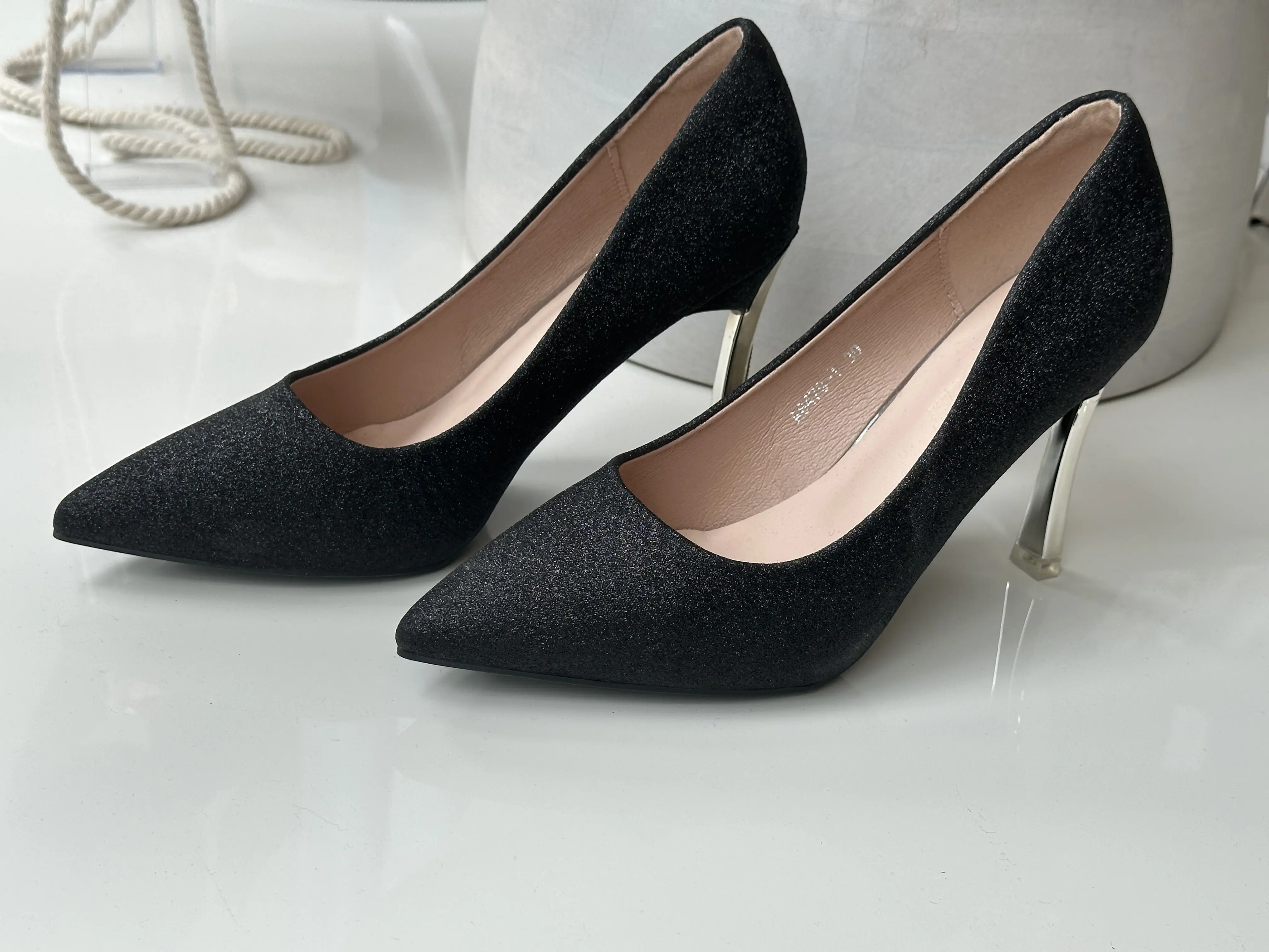 Γόβες Γκλίτερ με Ασημί Τακούνι με Στρας