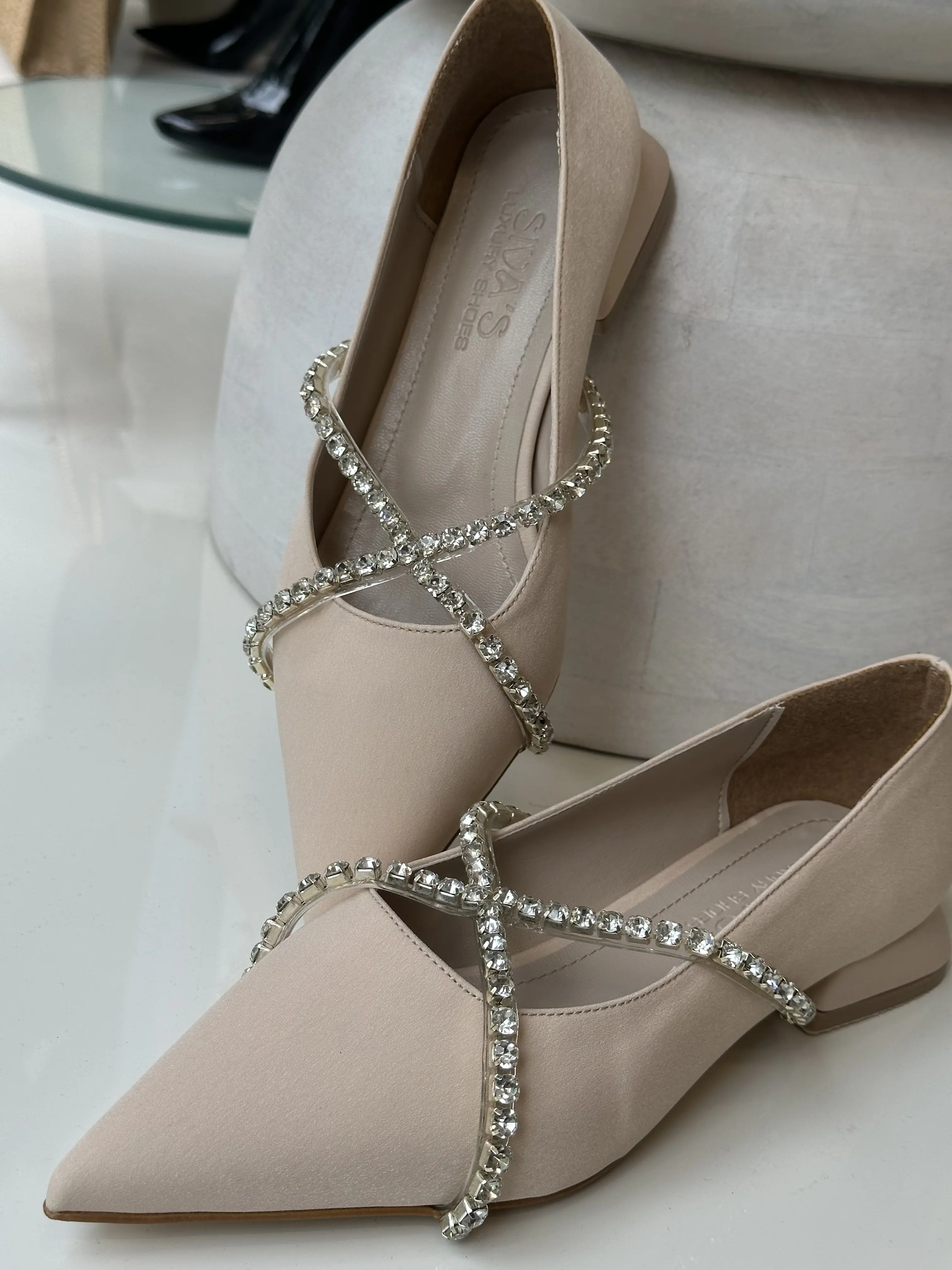 Μπεζ Μπαλαρίνα με Διακοσμητικά Στρας