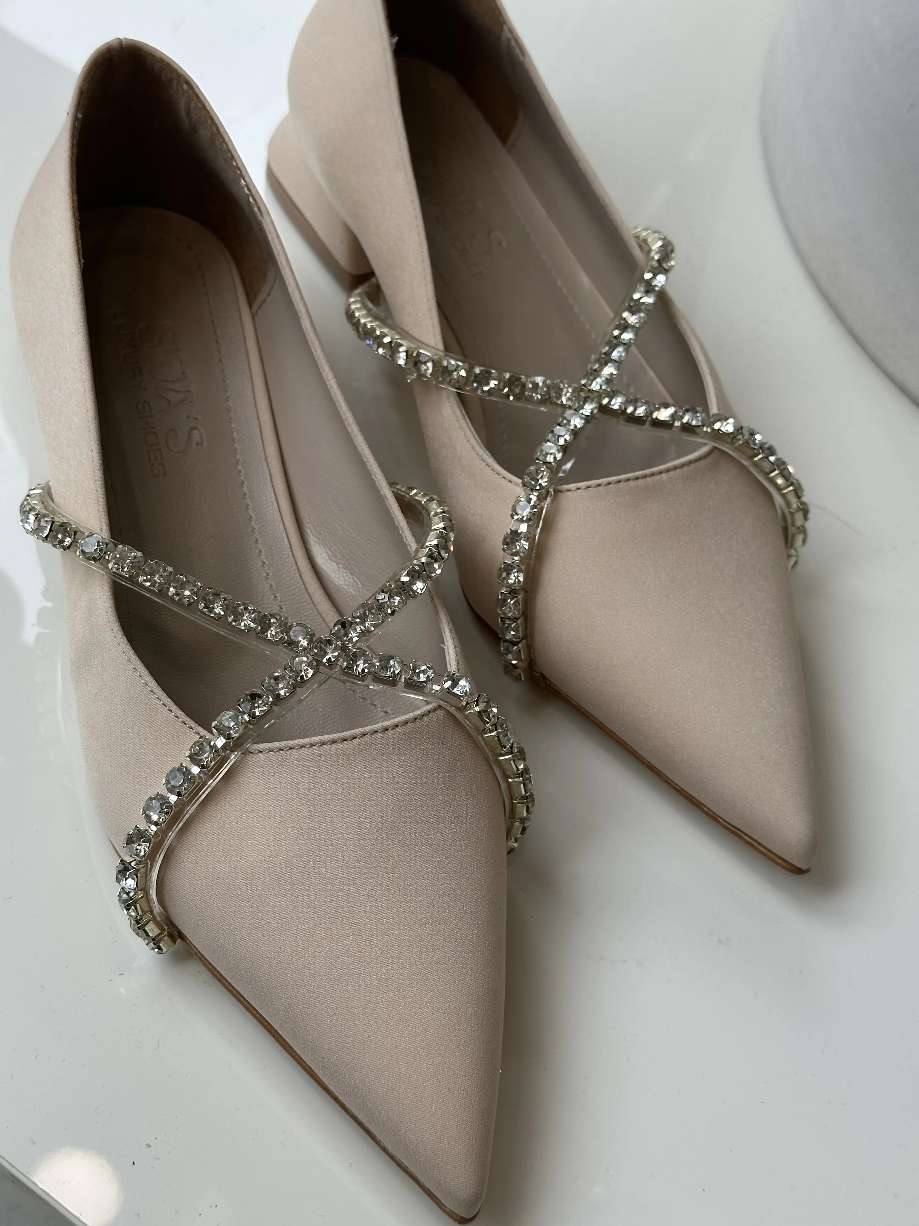 Μπεζ Μπαλαρίνα με Διακοσμητικά Στρας