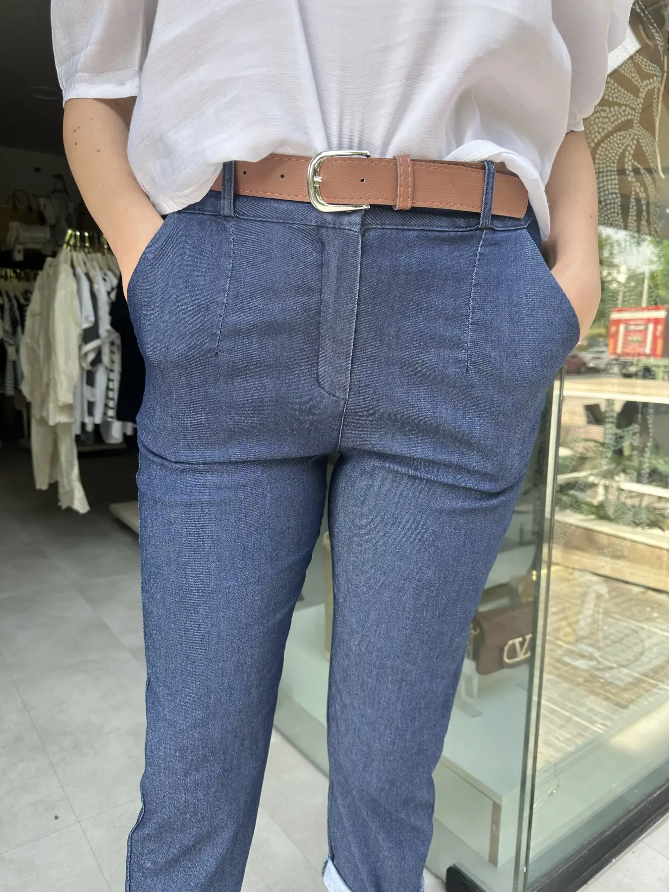 Τζιν Παντελόνι με Κάμελ Ζώνη