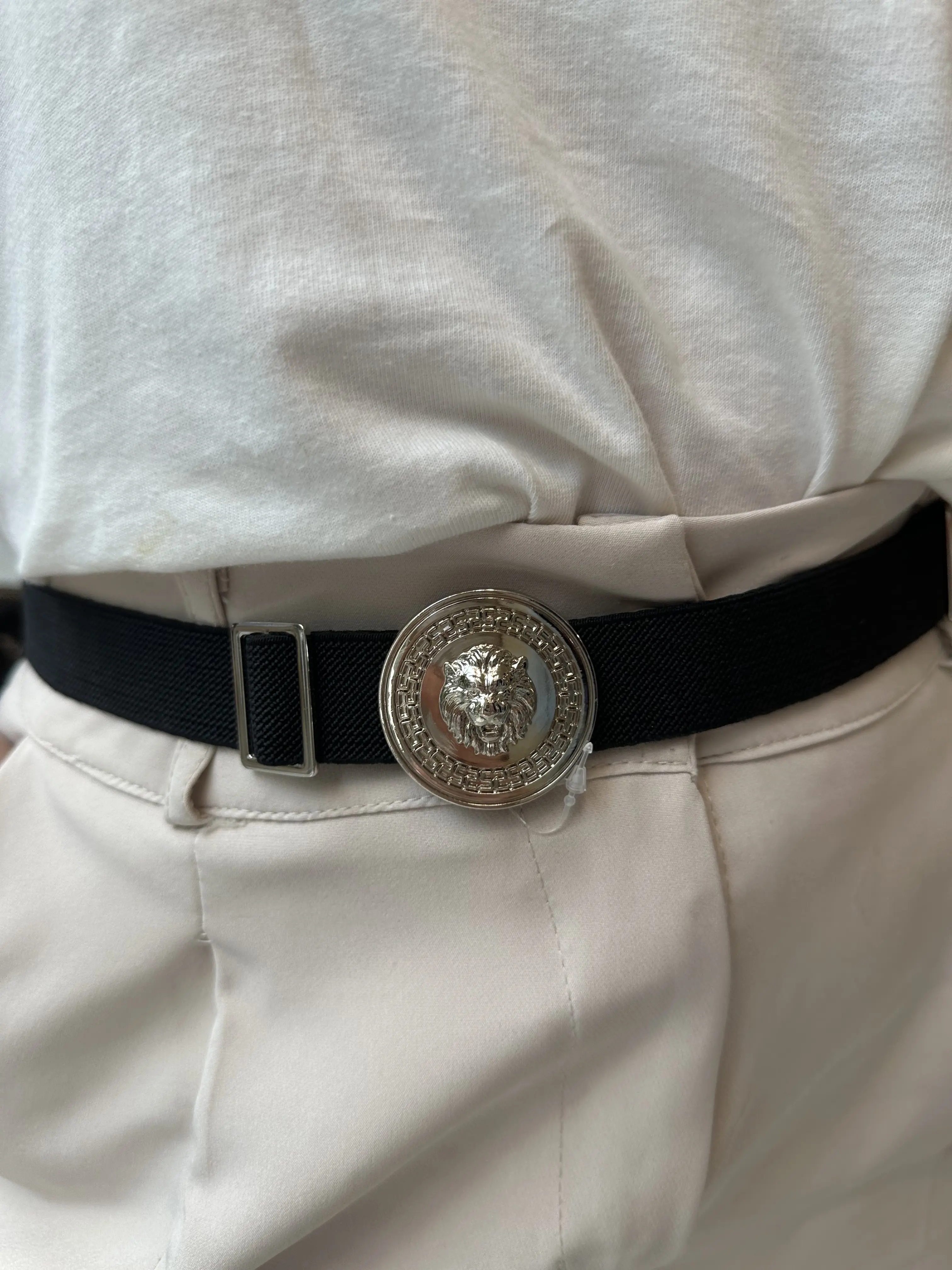 Μαύρη ζώνη λάστιχο με ασημί τόκα