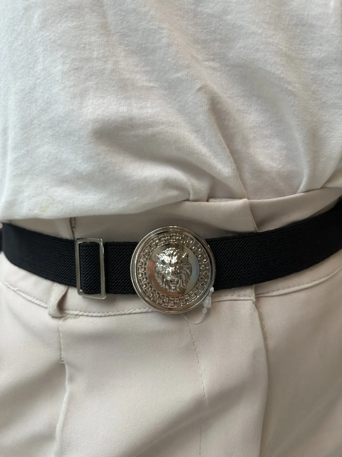 Μαύρη ζώνη λάστιχο με ασημί τόκα