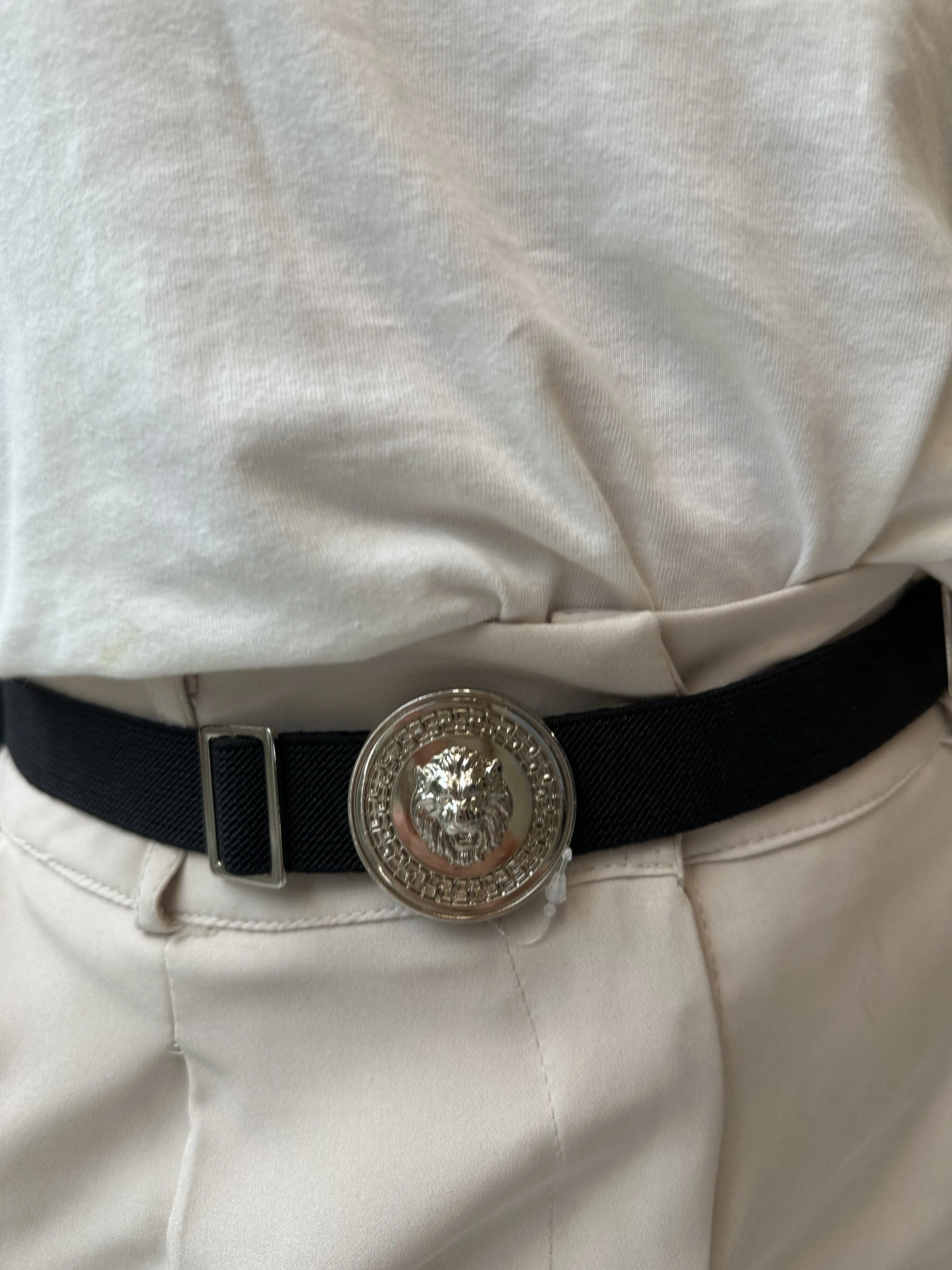 Μαύρη ζώνη λάστιχο με ασημί τόκα