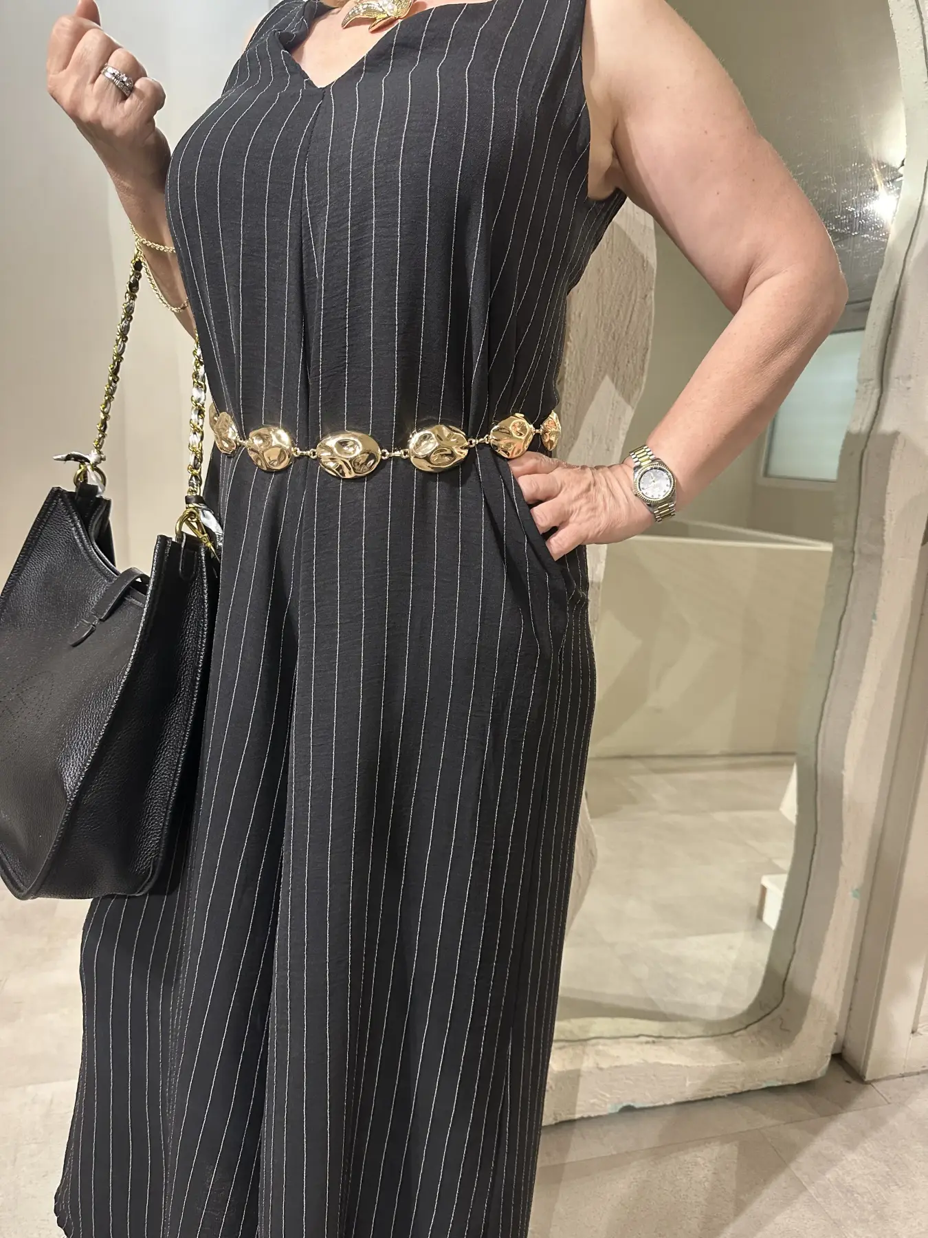 Μαύρη Ριγέ Ολόσωμη Φόρμα