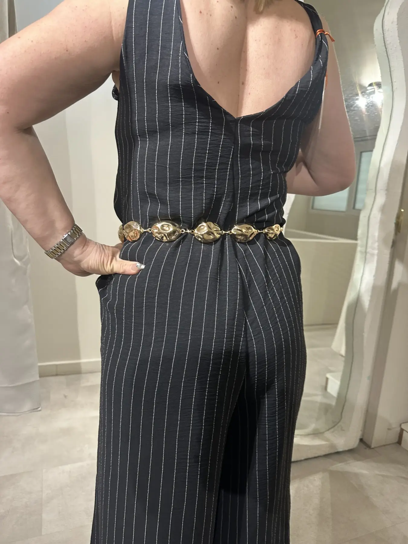 Μαύρη Ριγέ Ολόσωμη Φόρμα