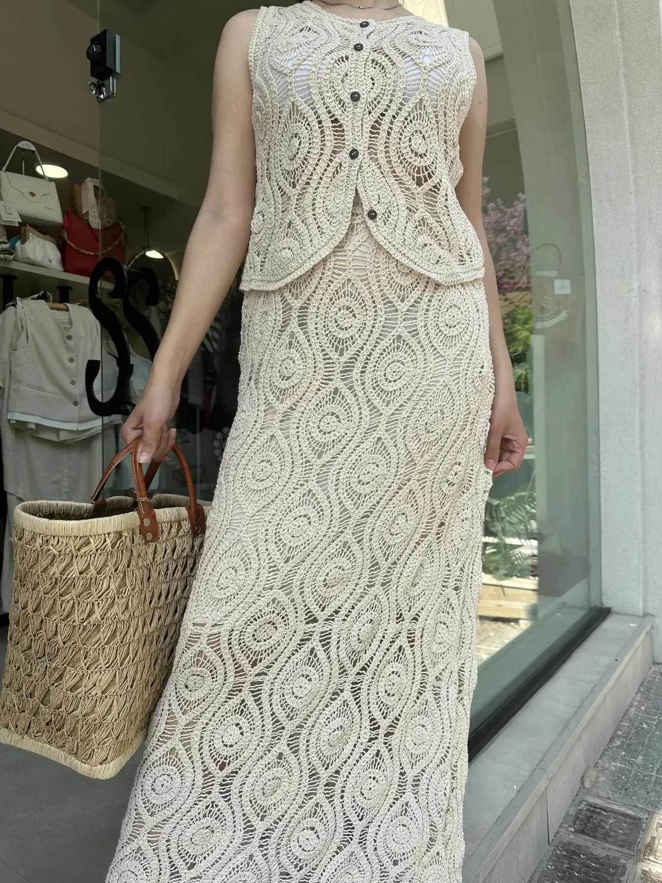 Πλεκτό Σετ με Φούστα