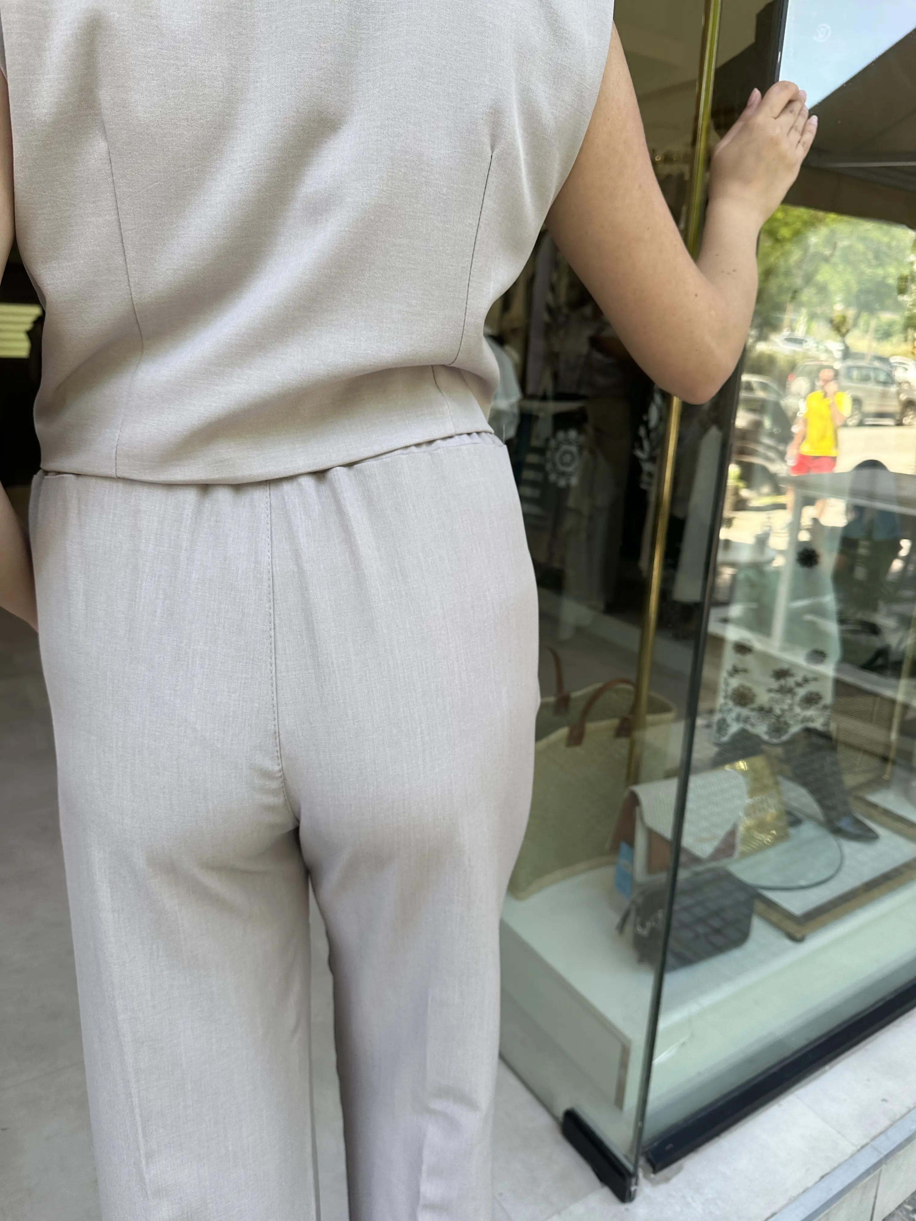 Σετ Κοντό Γιλέκο και Παντελόνι σε Χρώμα Elephant