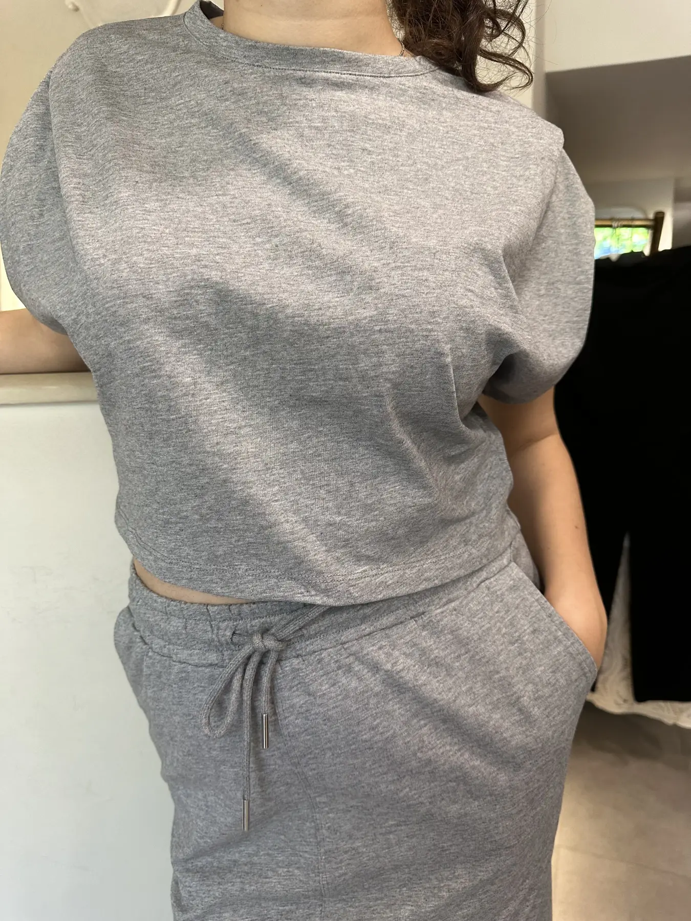 Γκρι Καθημερινό Σετ με Φούστα