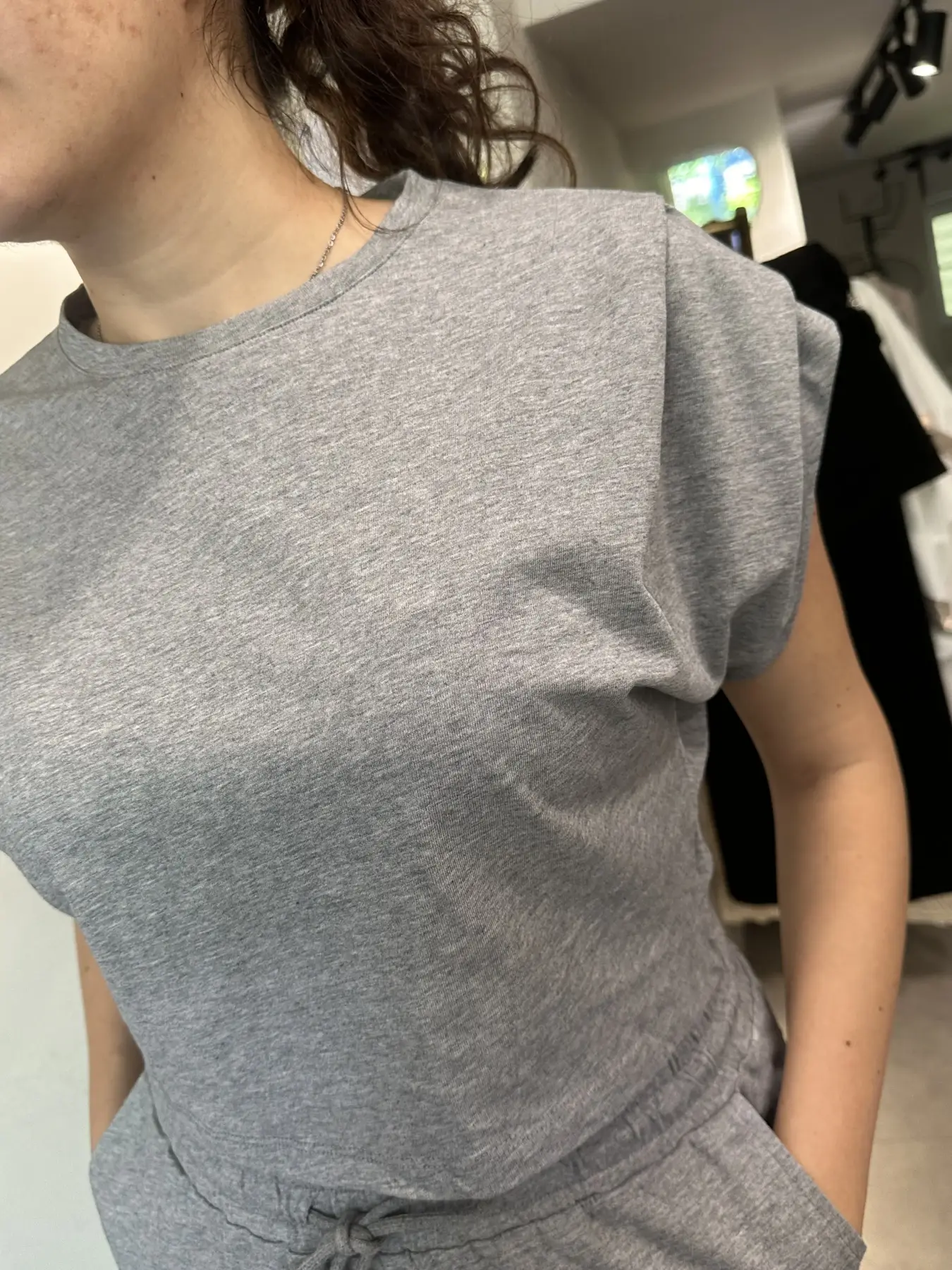 Γκρι Καθημερινό Σετ με Φούστα