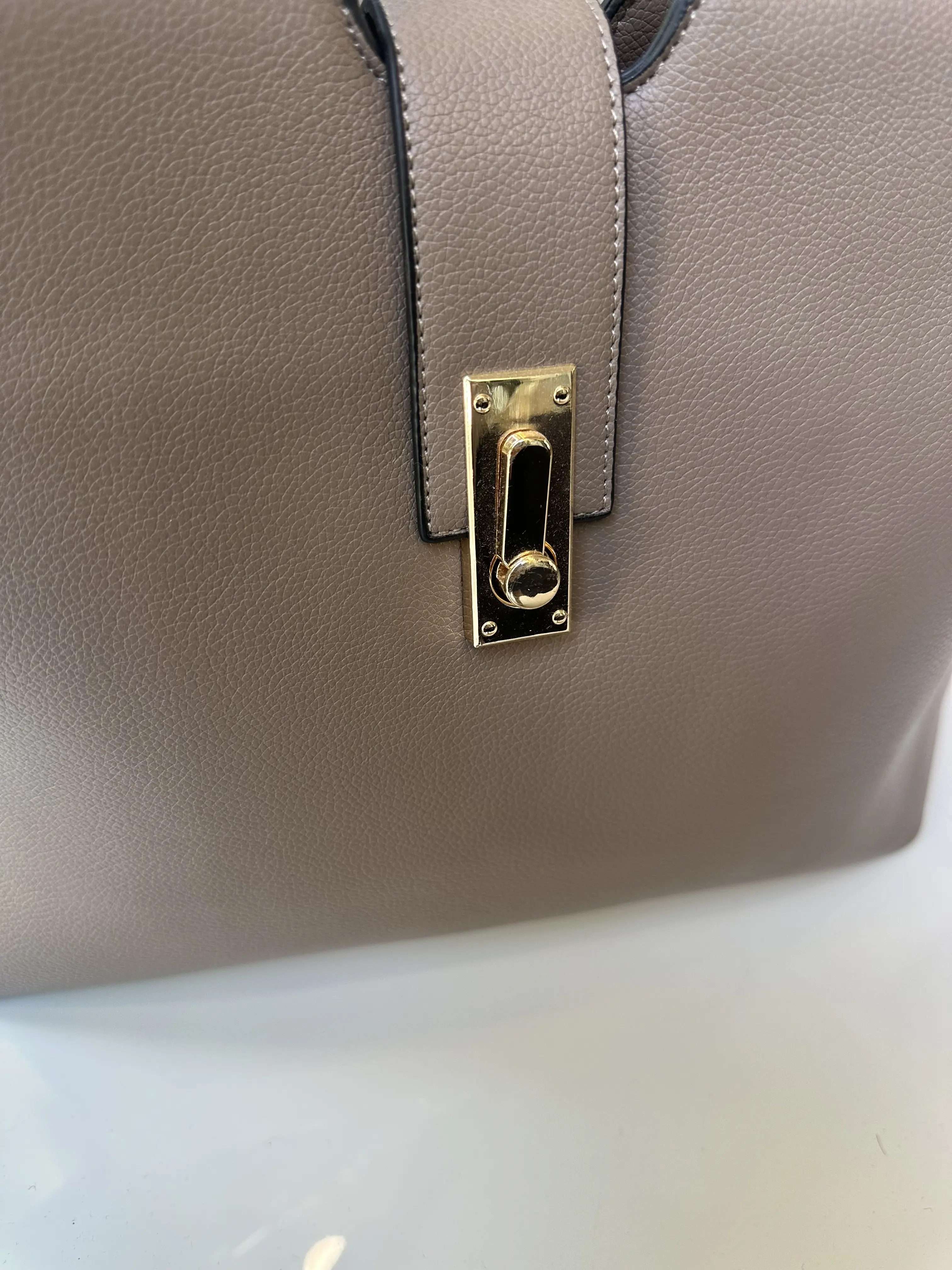 Μπεζ  elephant Καθημερινή Τσάντα με Χρυσό Κούμπωμα