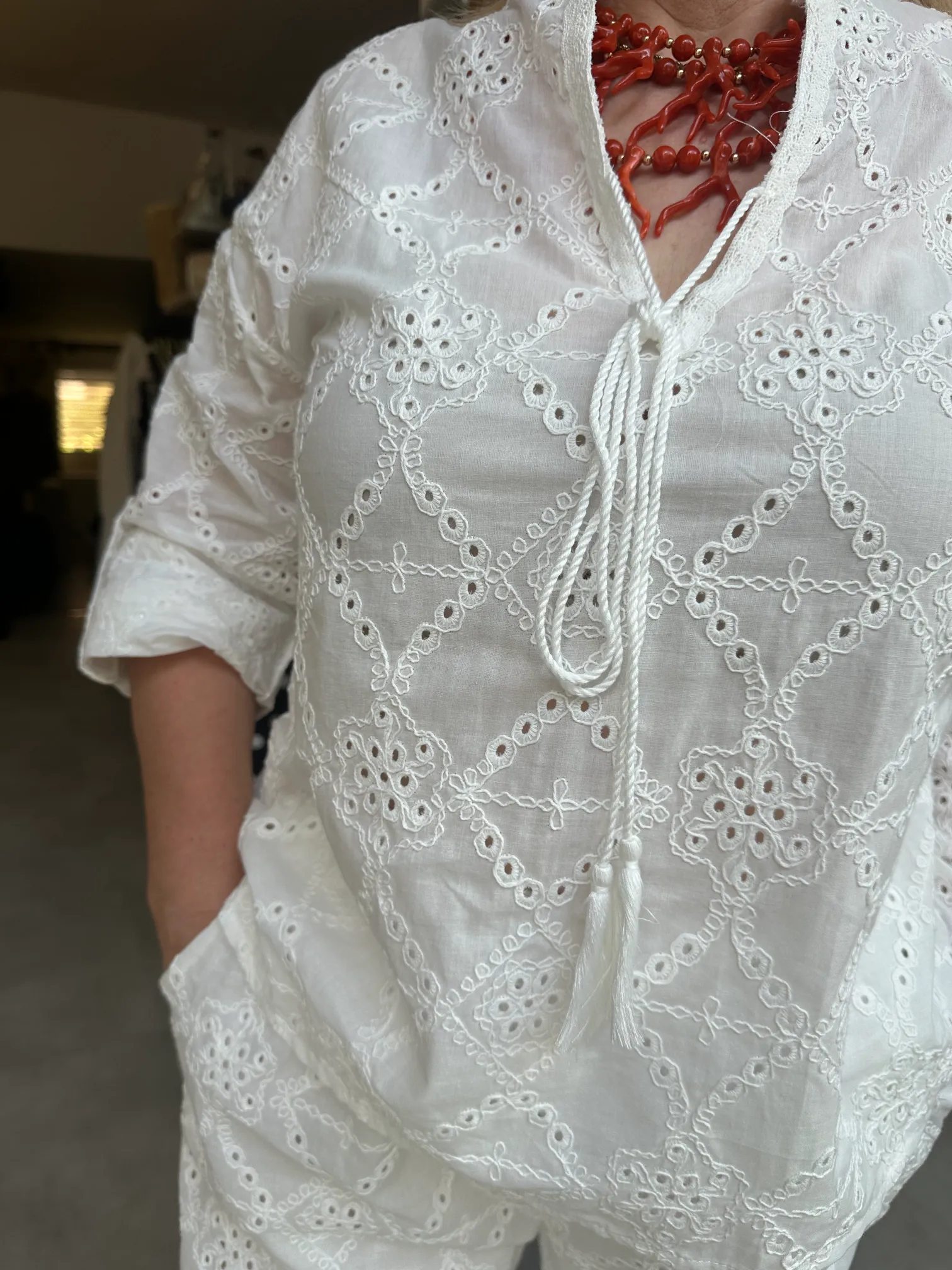 Λευκό Κιπούρ Σετ με Πουκαμίσα και Παντελόνα