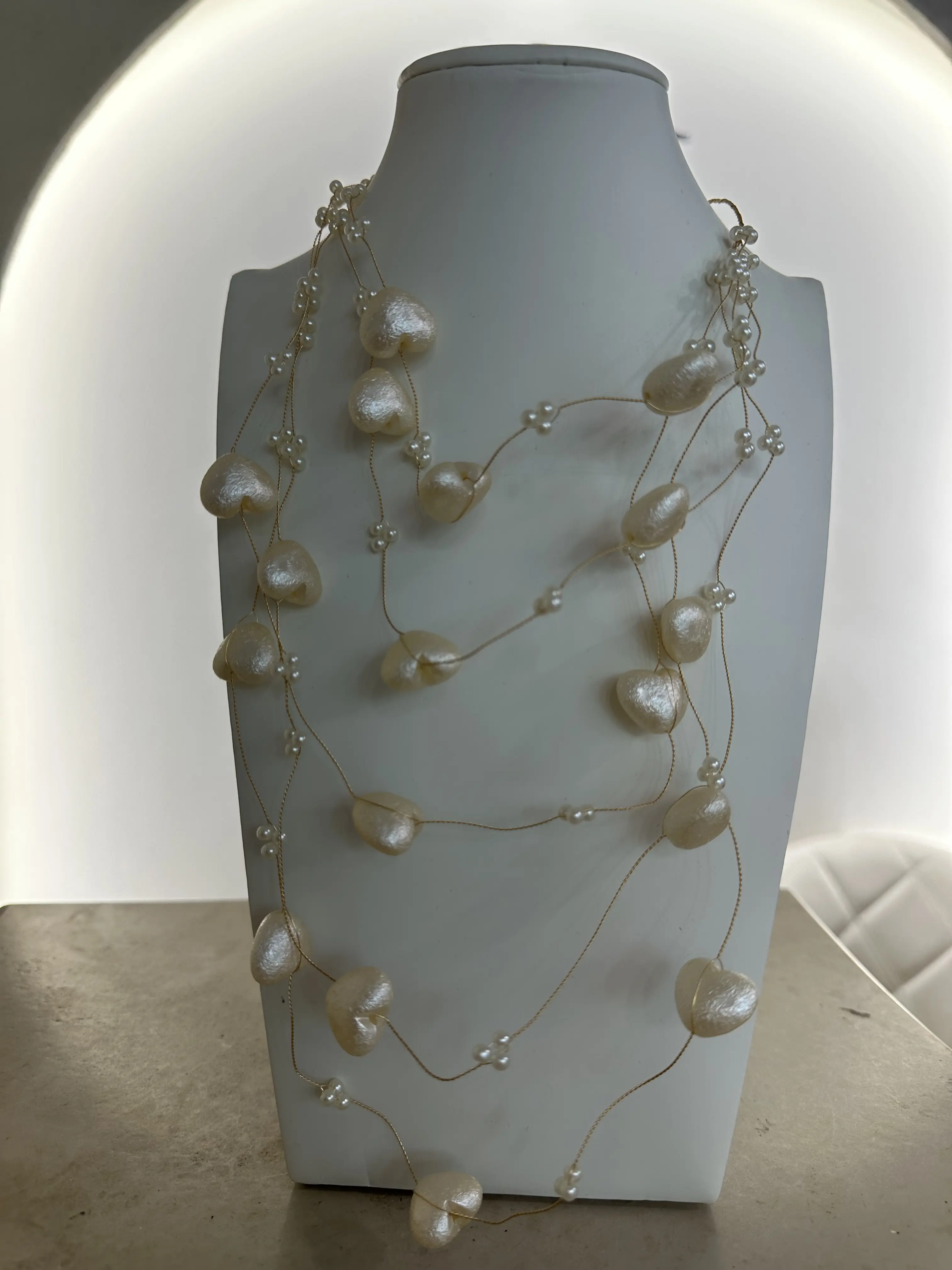 Κολιέ πέρλες καρδούλες