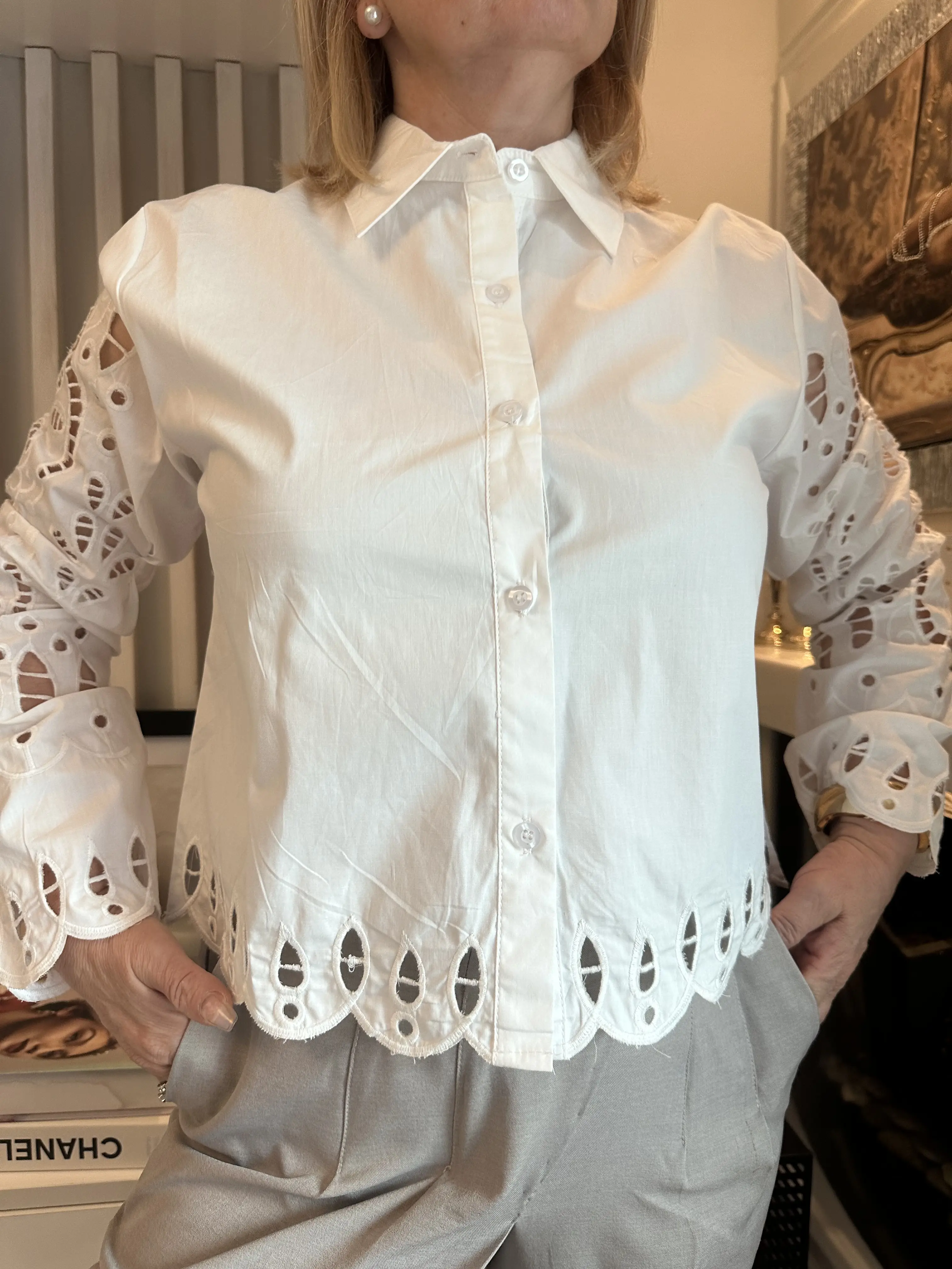 Πουκάμισο διάτρητο λευκό