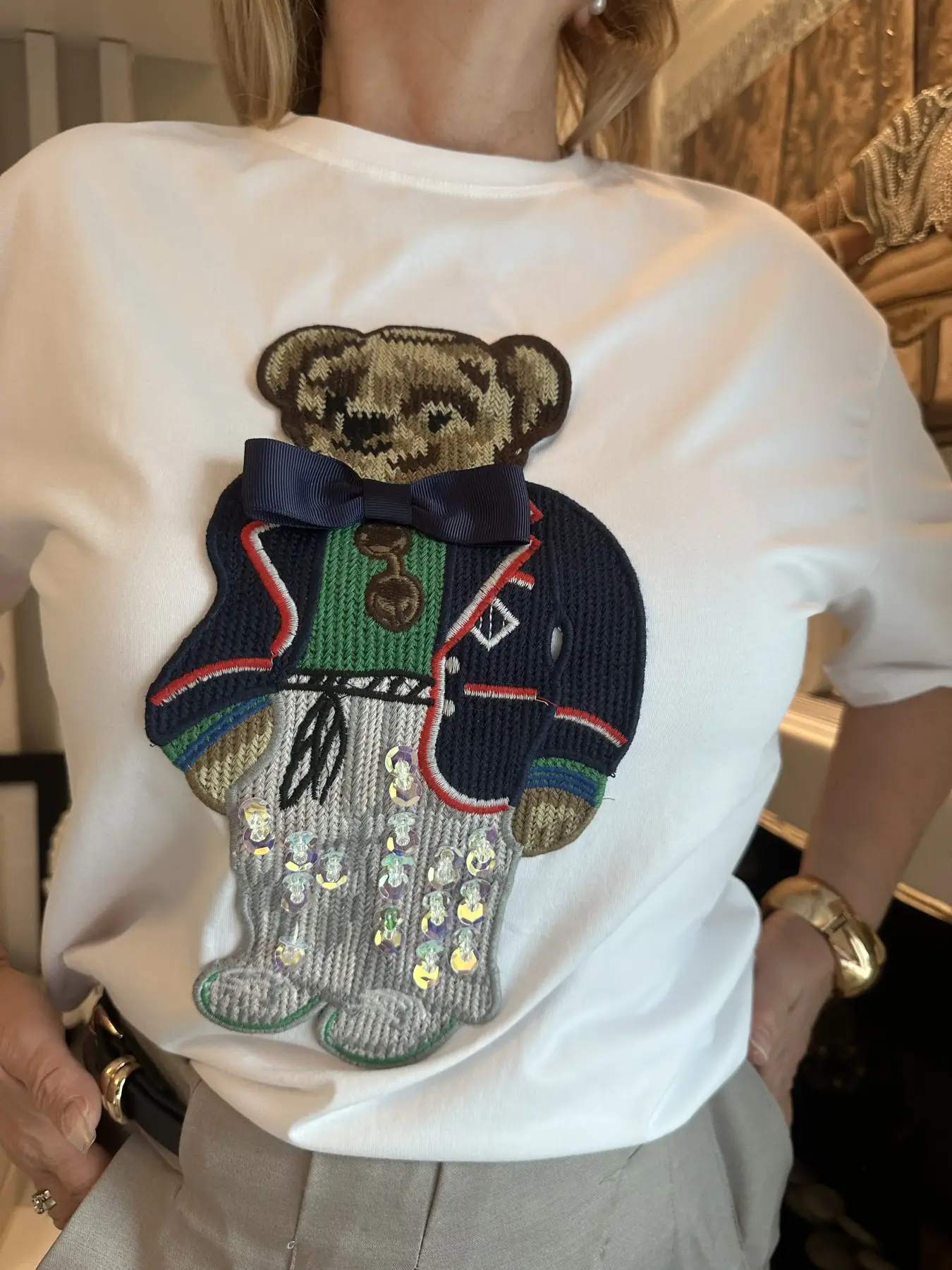 Μπούζα κοντομάνικι λεύκη  με αρκουδάκι