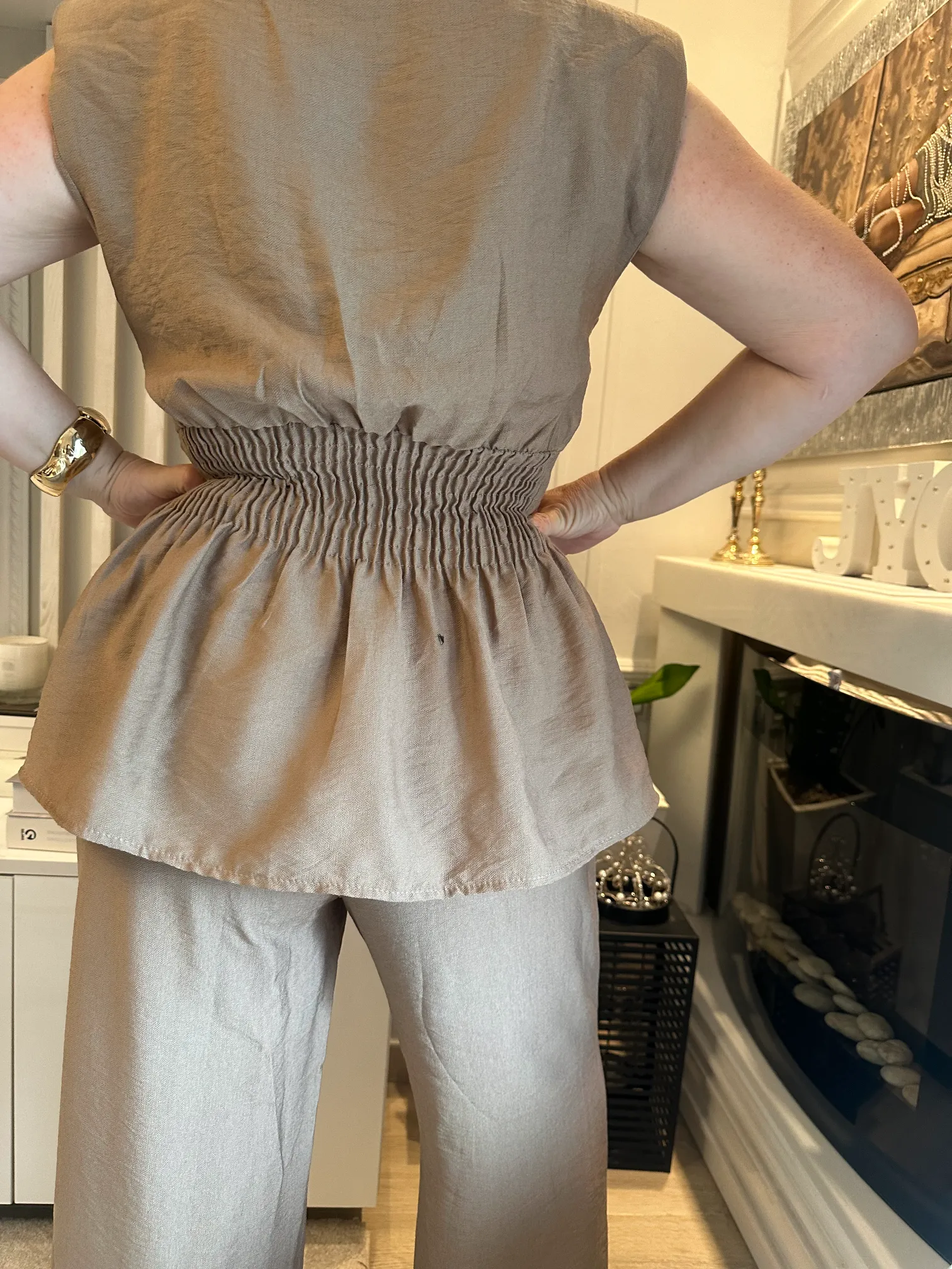 κάμελ μεσάτο σέτ με παντελόνα