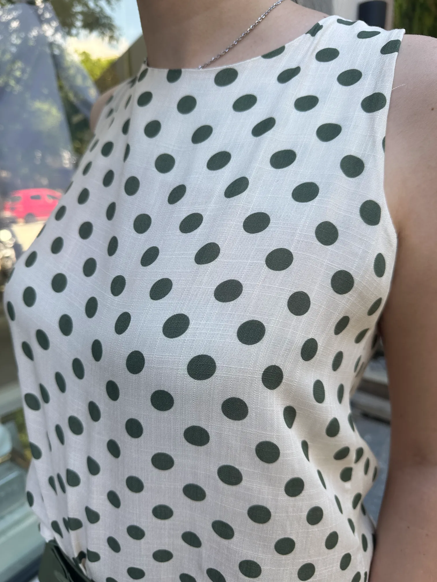 Μπλούζα Μπεζ με Πράσινα Πουά