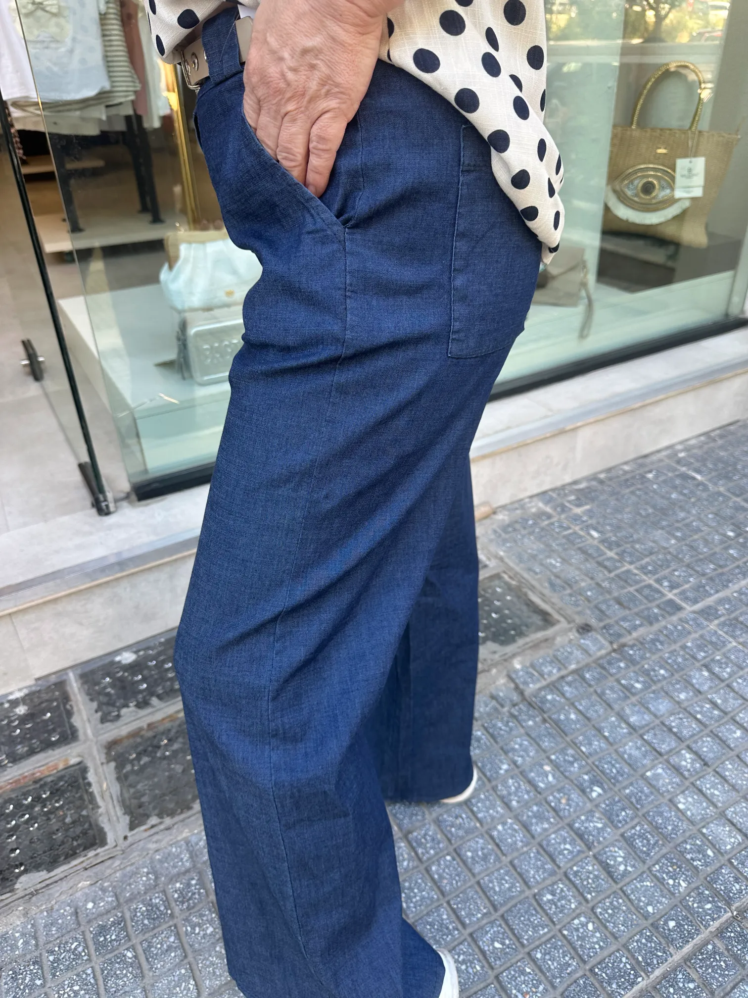 Τζιν Παντελόνι με Μπεζ Ζώνη