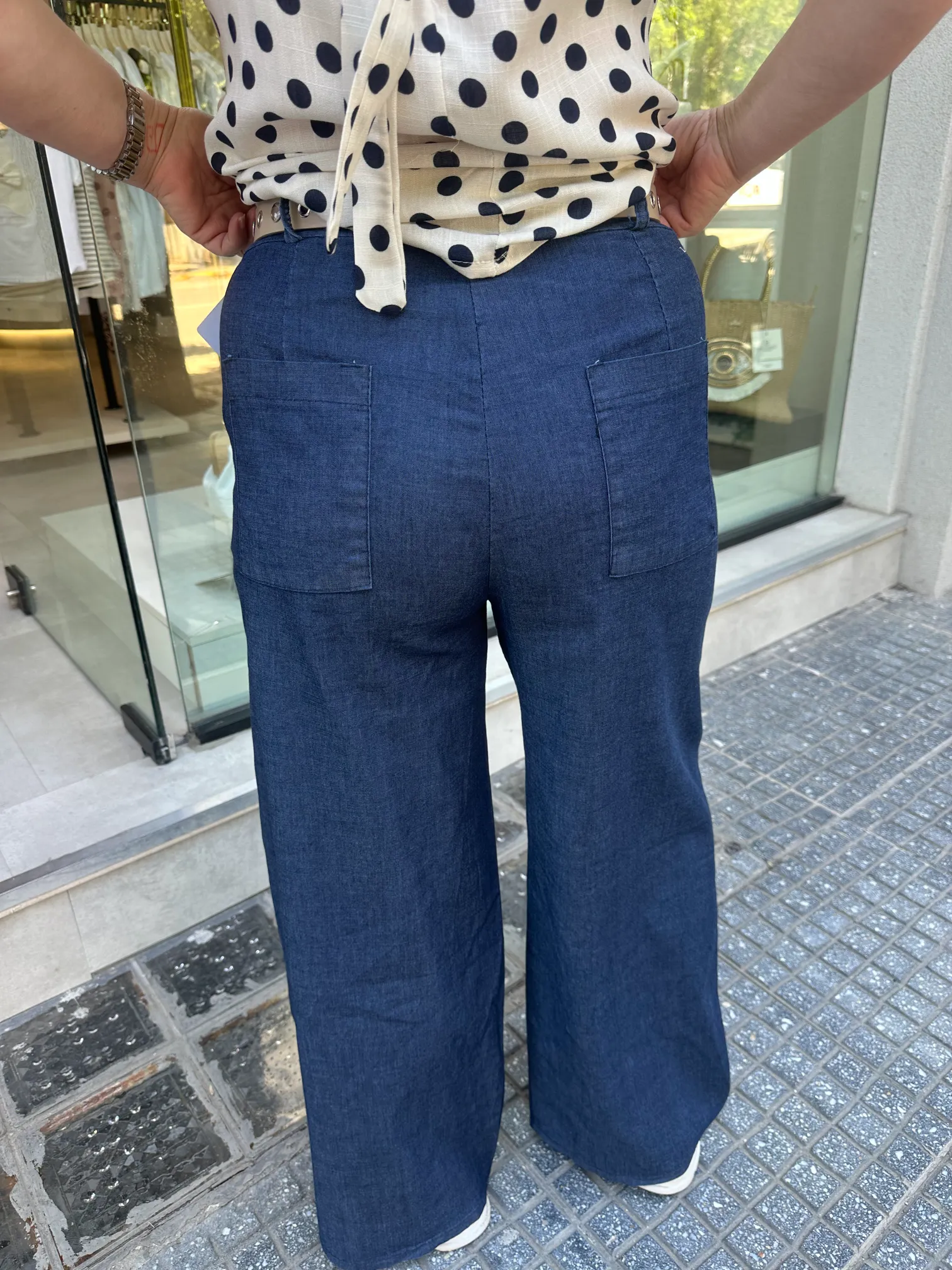 Τζιν Παντελόνι με Μπεζ Ζώνη