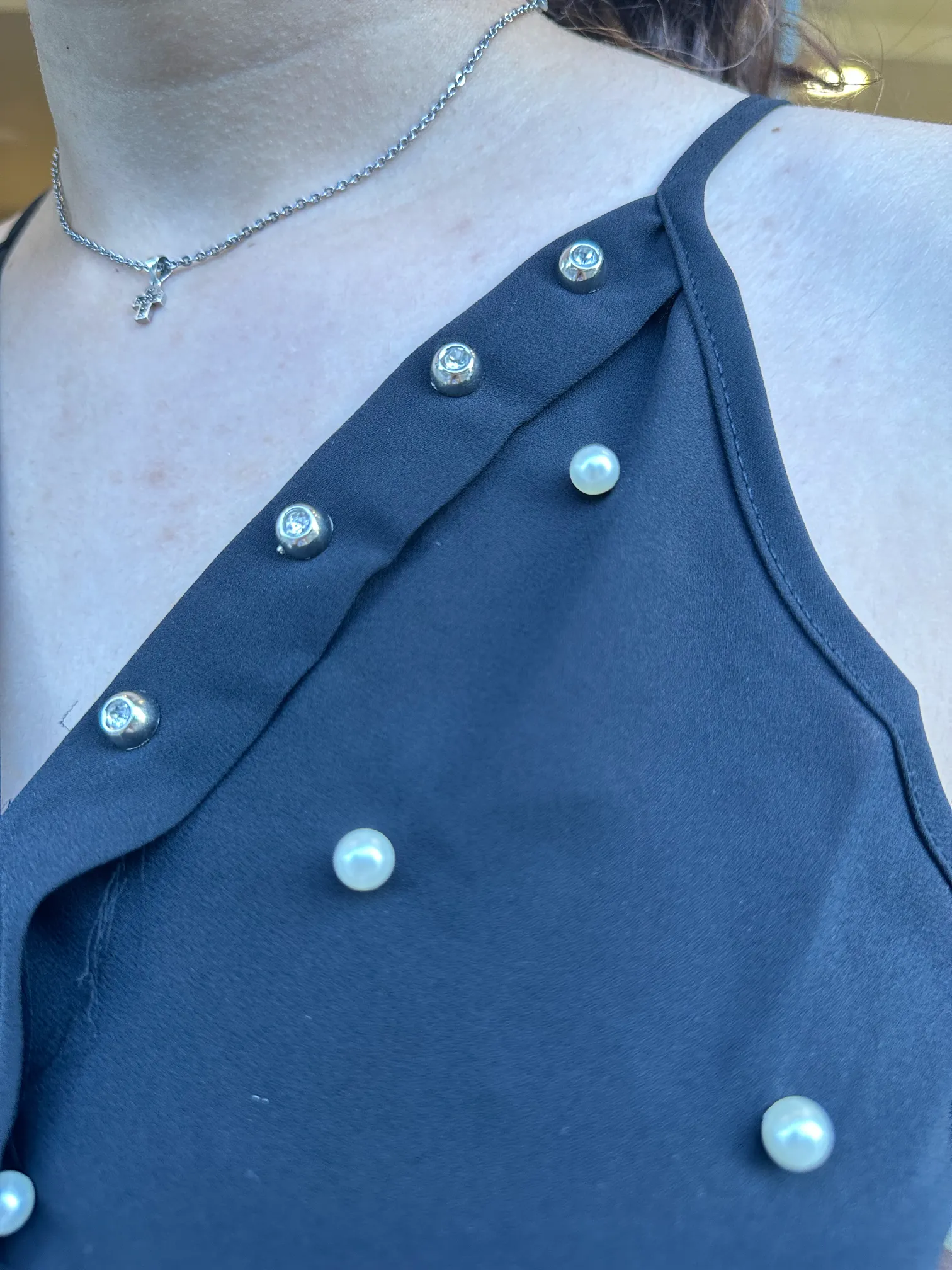 Μαύρο Μπλουζάκι με Πέρλες