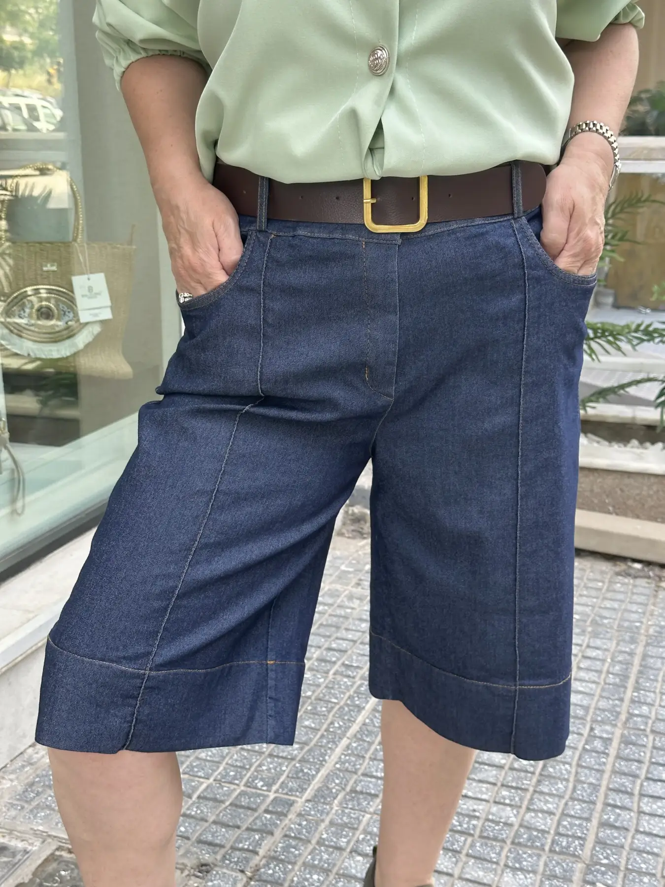 Βερμούδα τζιν με ταμπά ζώνη