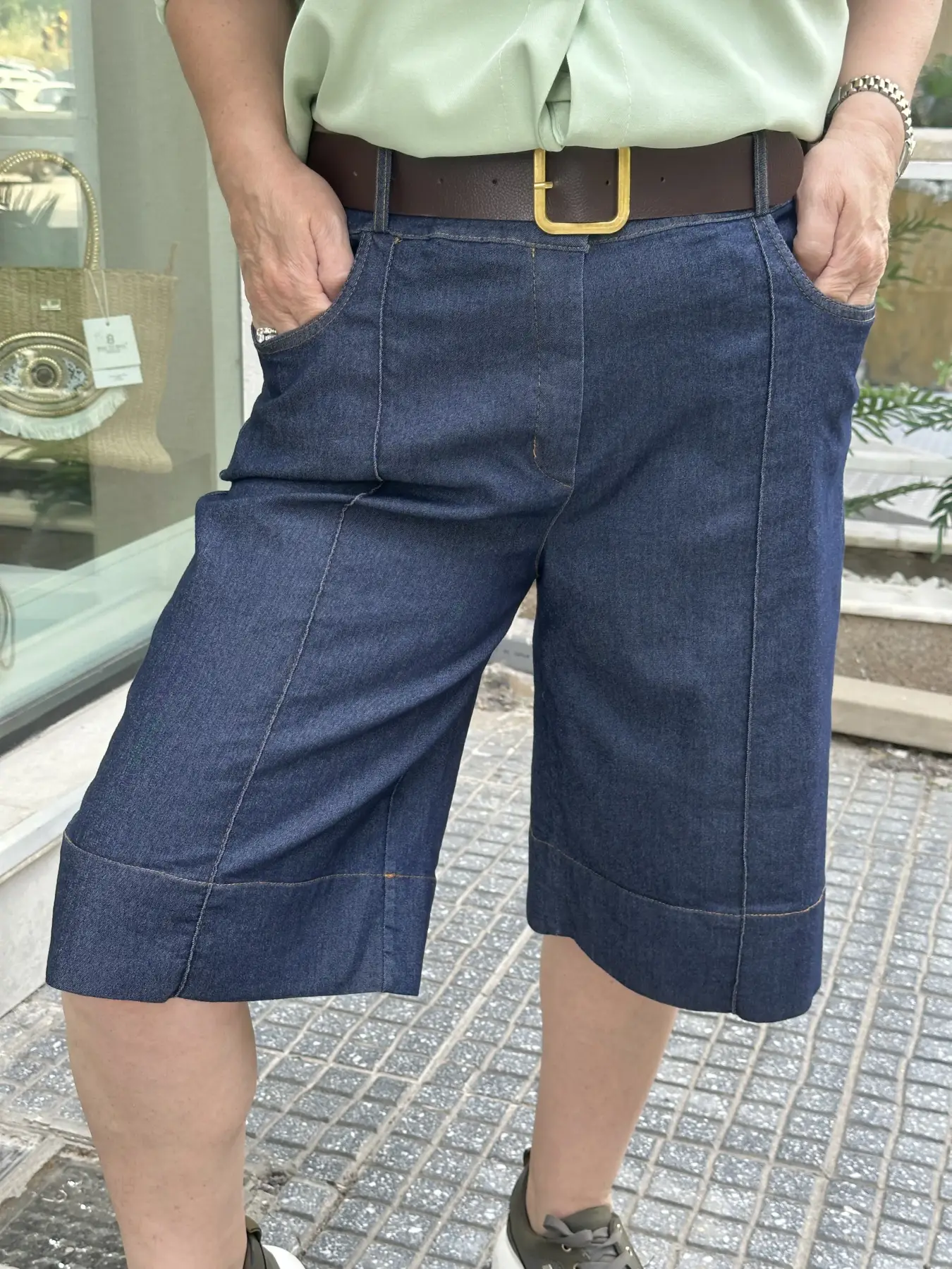 Βερμούδα τζιν με ταμπά ζώνη