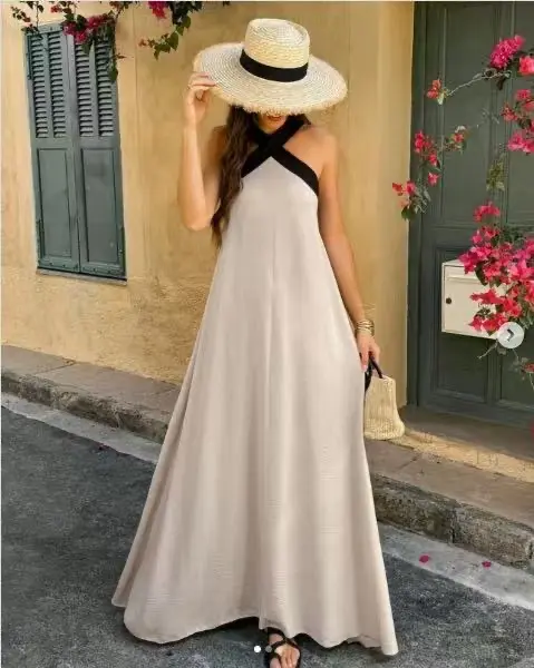 Φόρεμα μπέζ-μαύρο