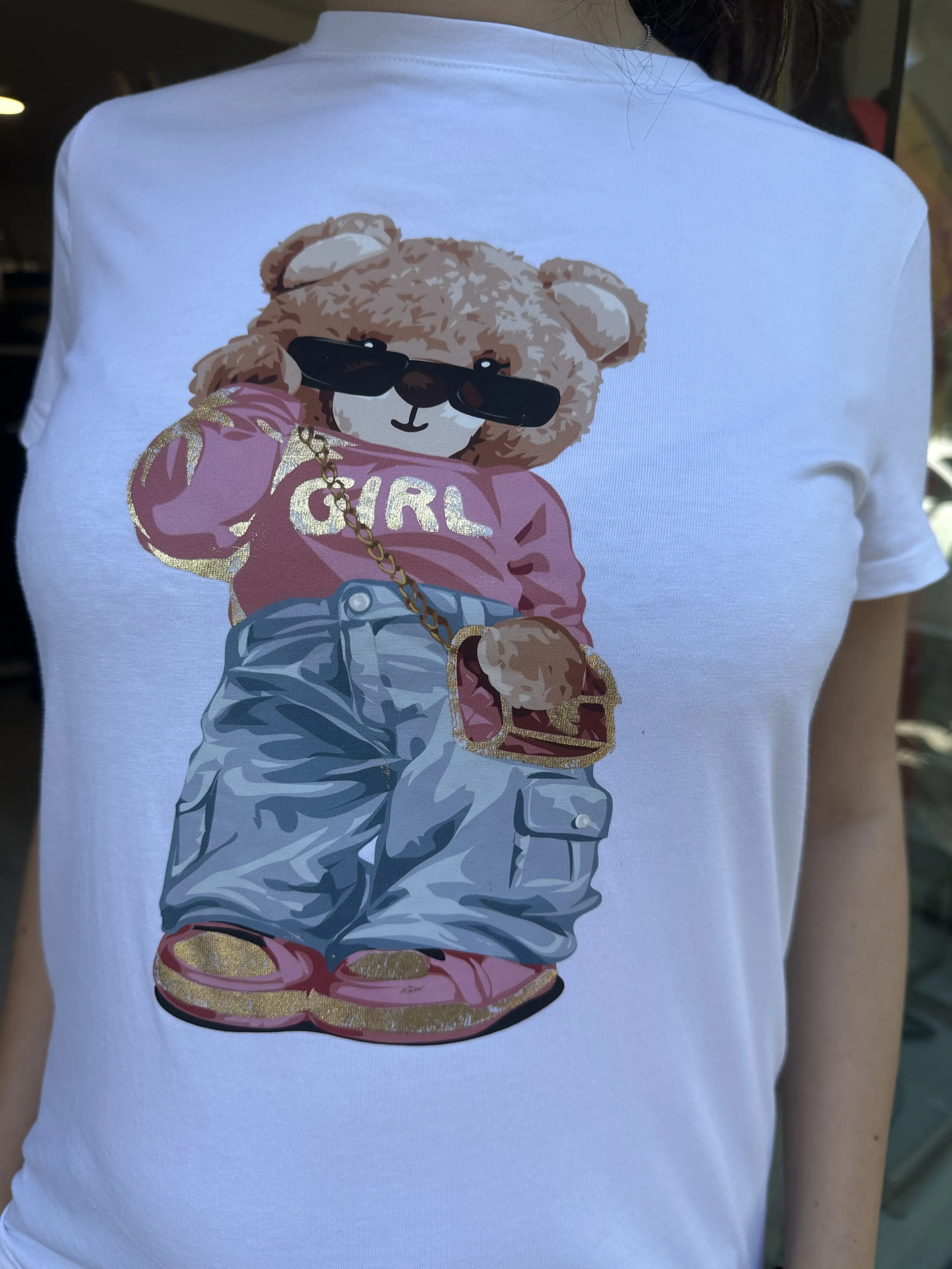 Μπλούζα λευκή με αρκουδάκι t shirt