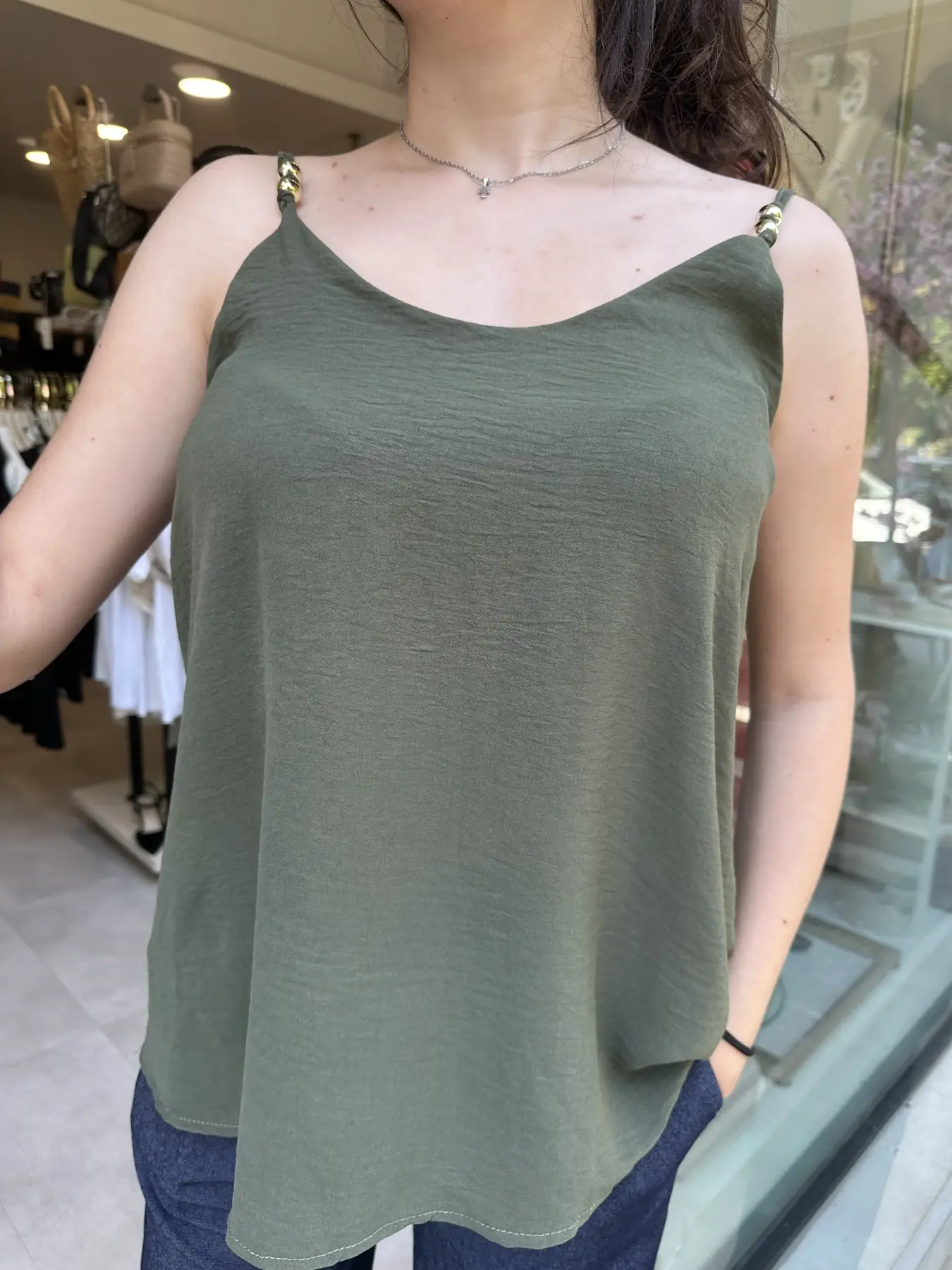 Μλπούζα λαδί με τιράντα