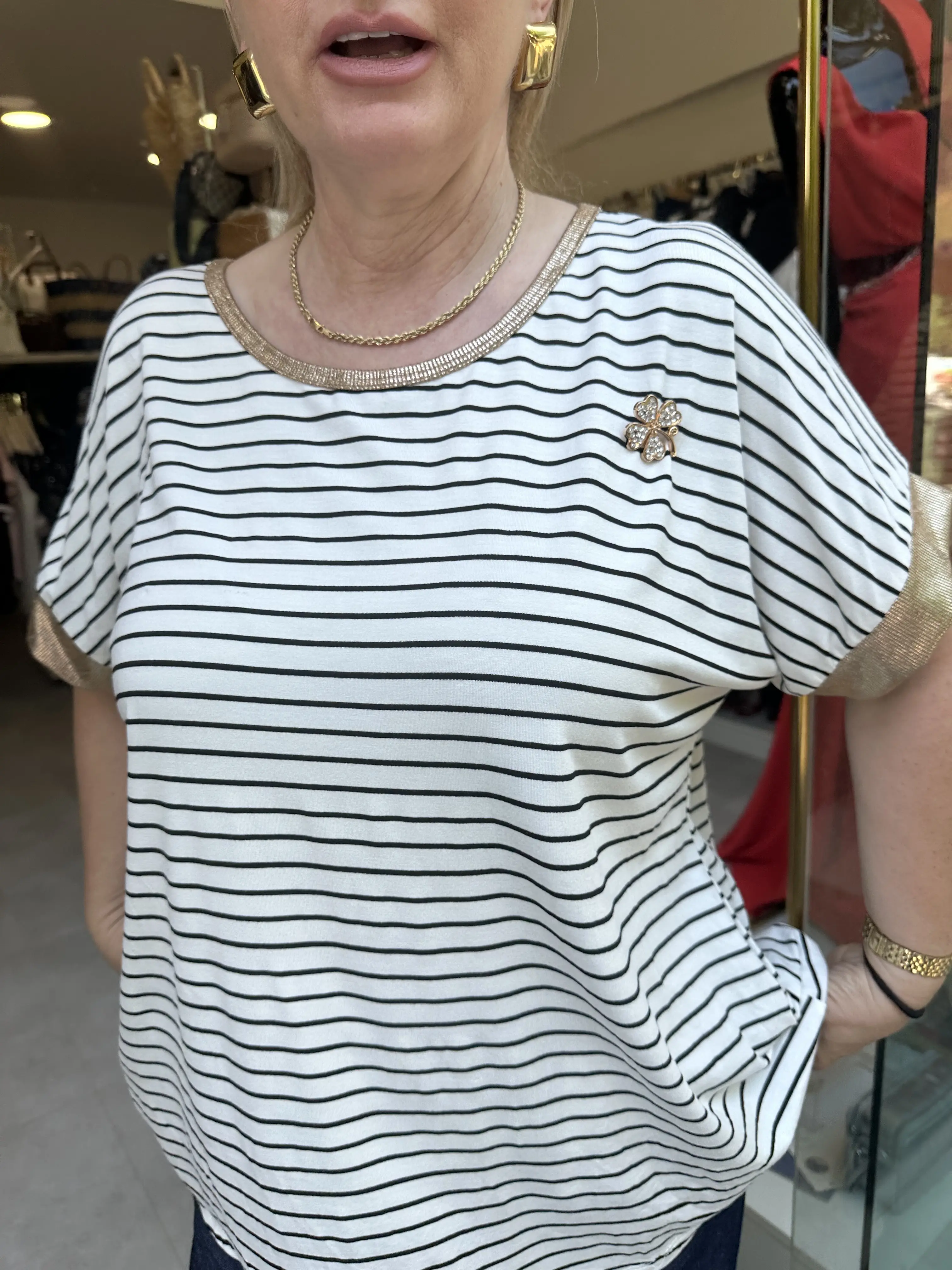 Μπλούζα ριγέ με καρφίτσα