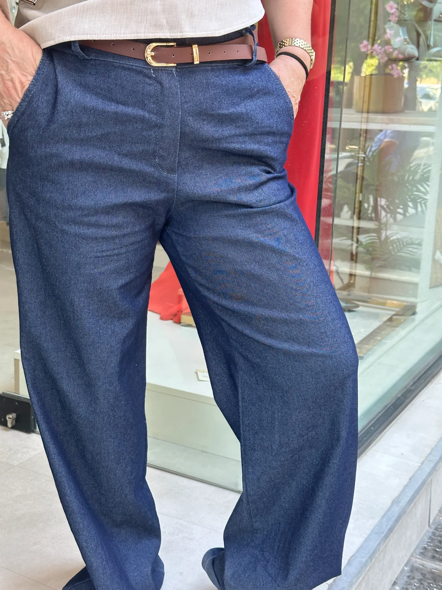 Τζιν Παντελόνι με ζώνη ταμπά