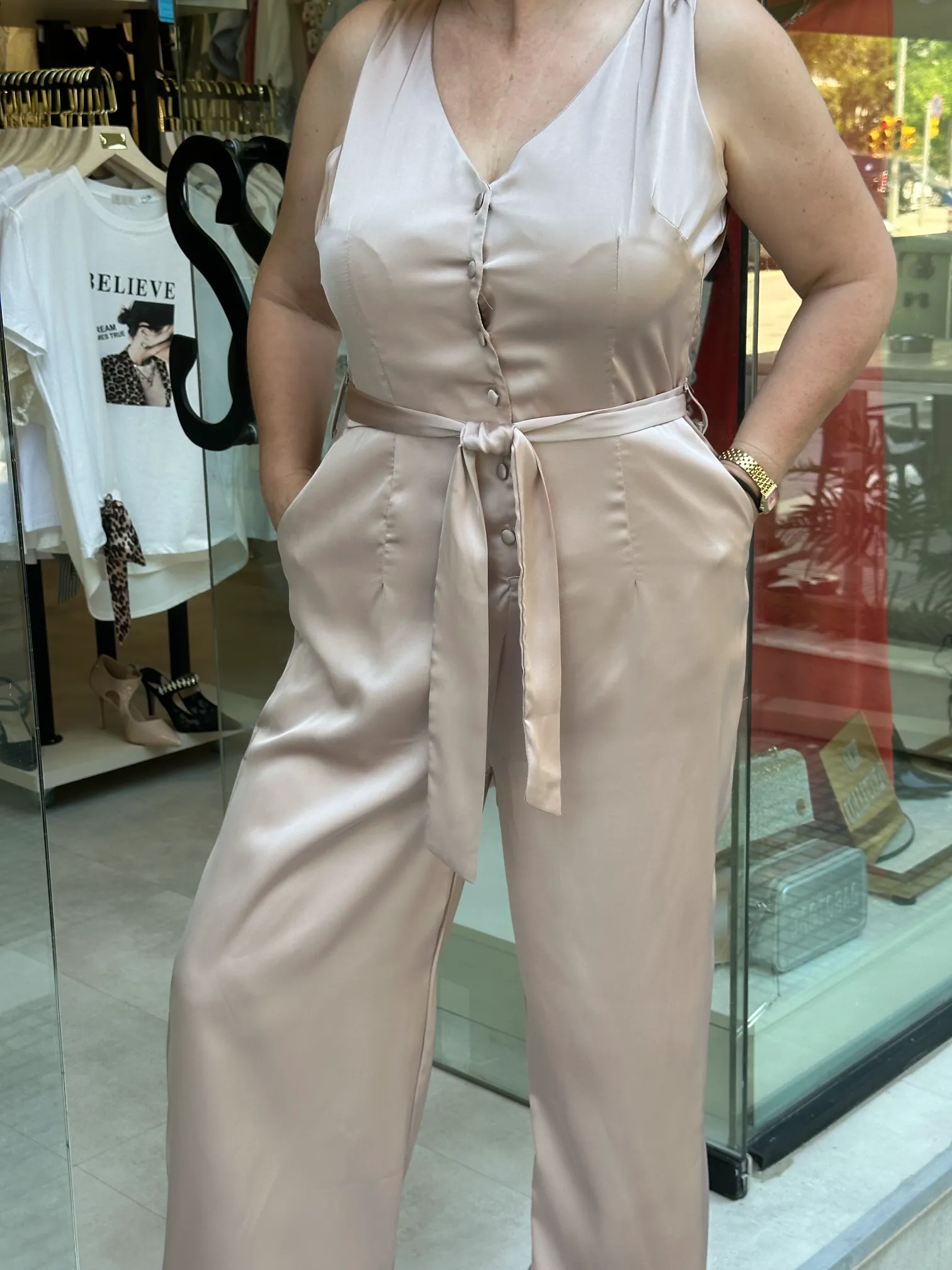 Σατέν Ολόσωμη Ροζ Φόρμα