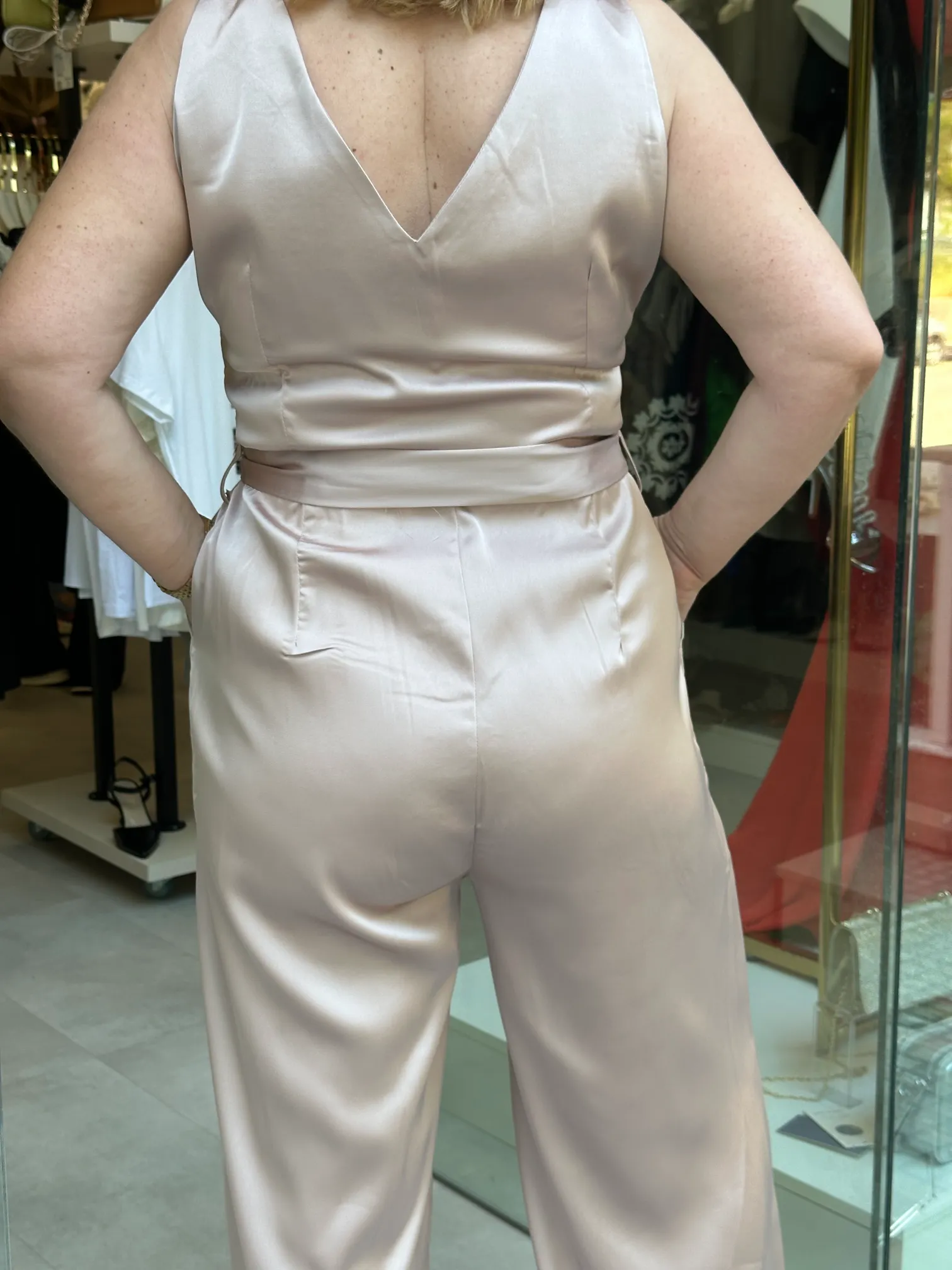 Σατέν Ολόσωμη Ροζ Φόρμα