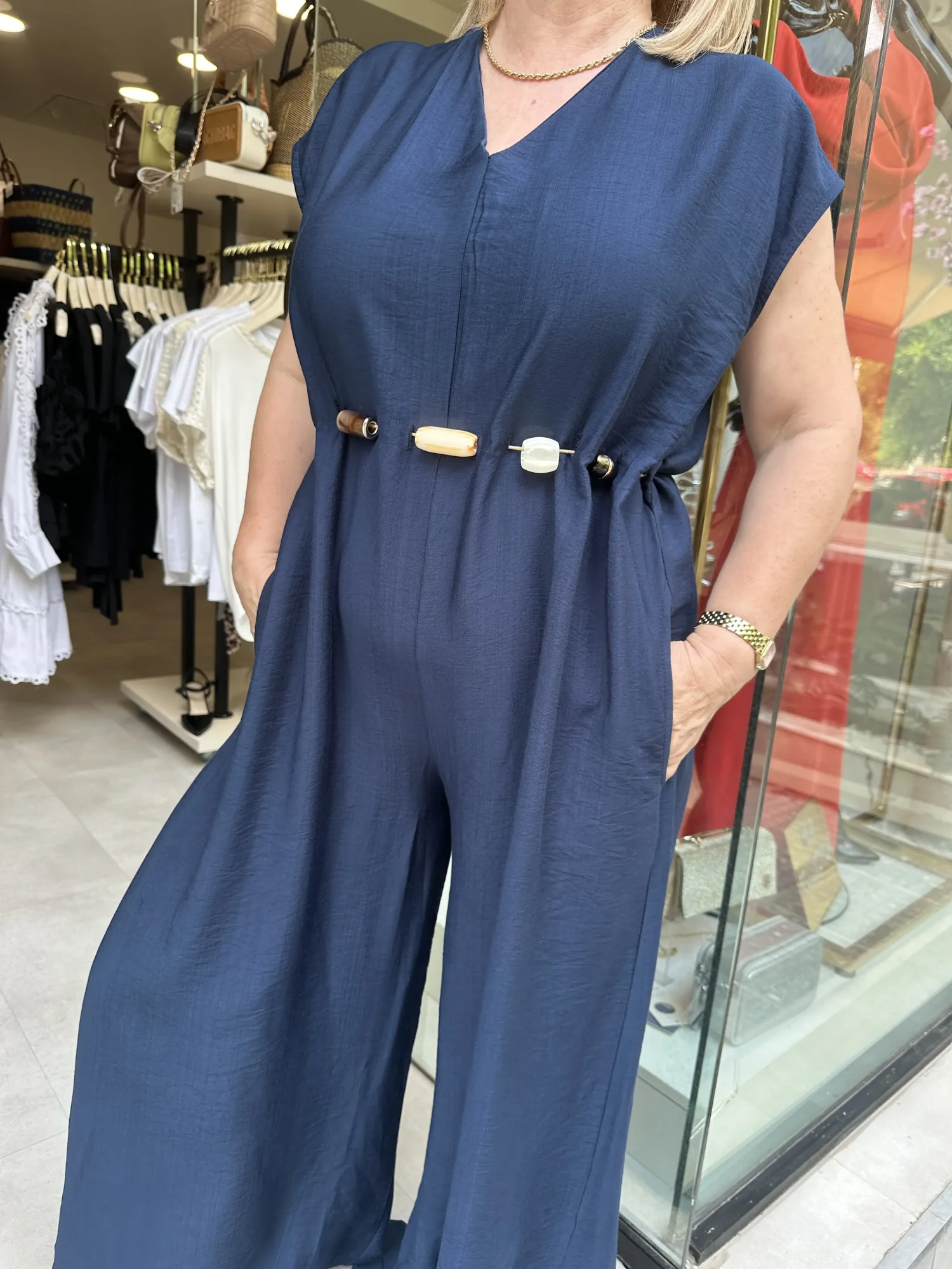 Ολόσωμη φόρμα με πετραδάκια μπλέ