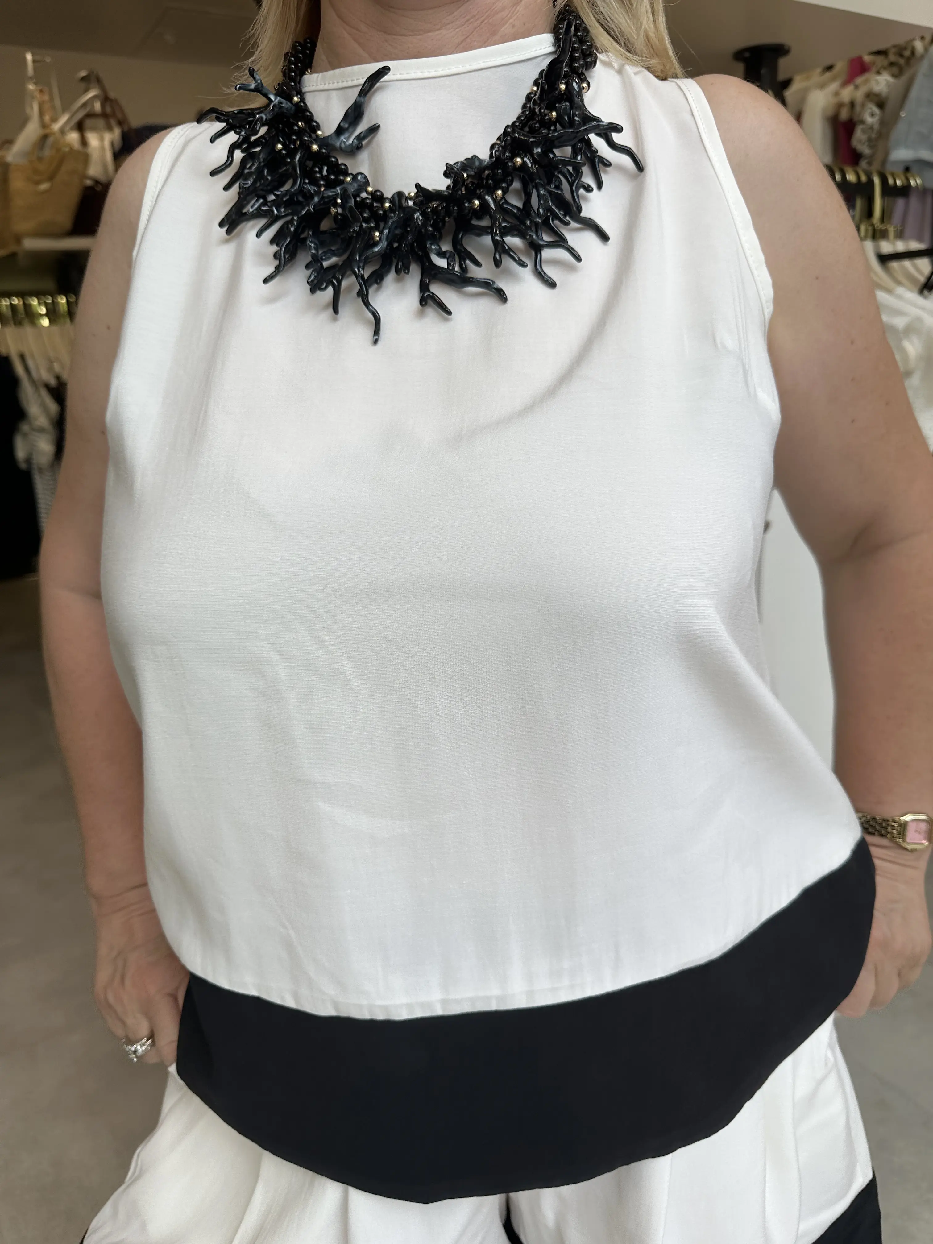 Μπλούζα με ρίγα λευκό και κάτω μαύρη φάσα