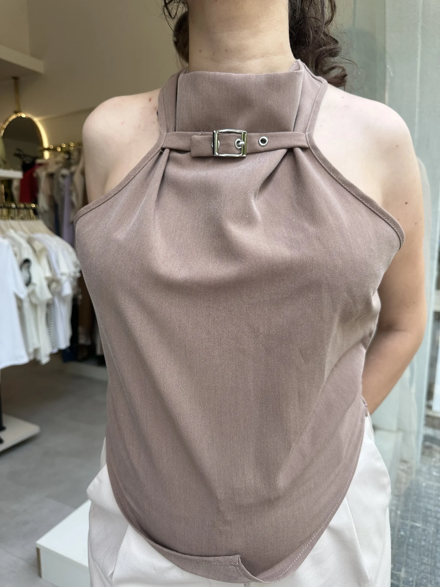 Καφέ -μπεζ τοπ