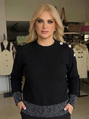 Sparkle Knit Μπλούζα με Λεπτομέρειες Strass