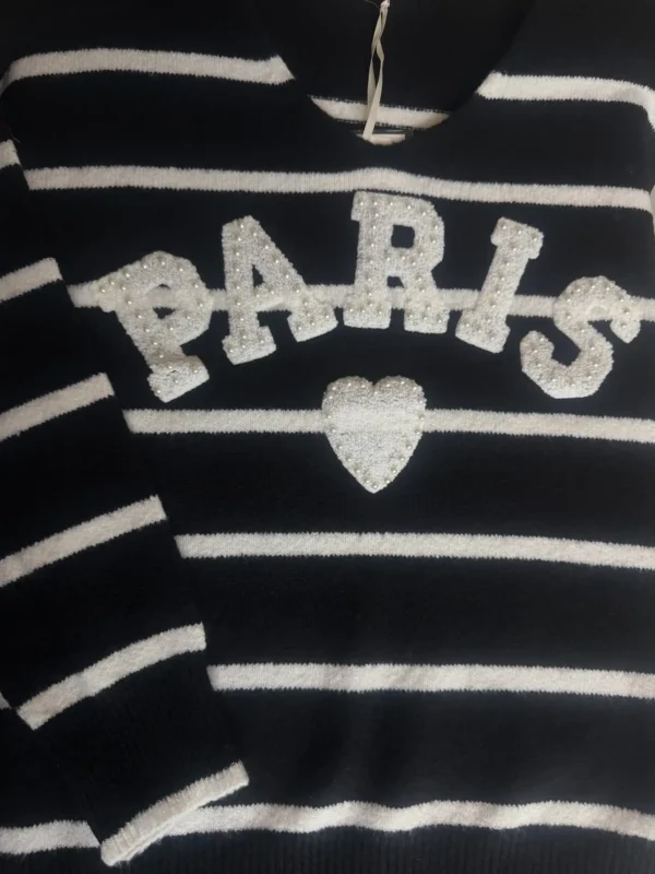 Paris Chic Striped Πλεκτή Μπλούζα