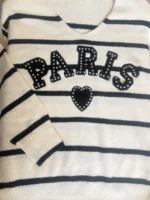 Paris Chic Striped Πλεκτή Μπλούζα