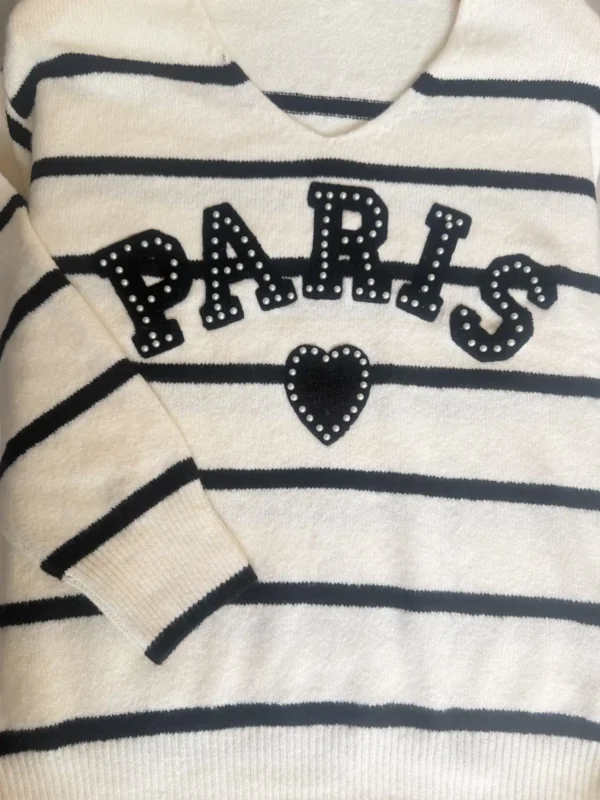 Paris Chic Striped Πλεκτή Μπλούζα