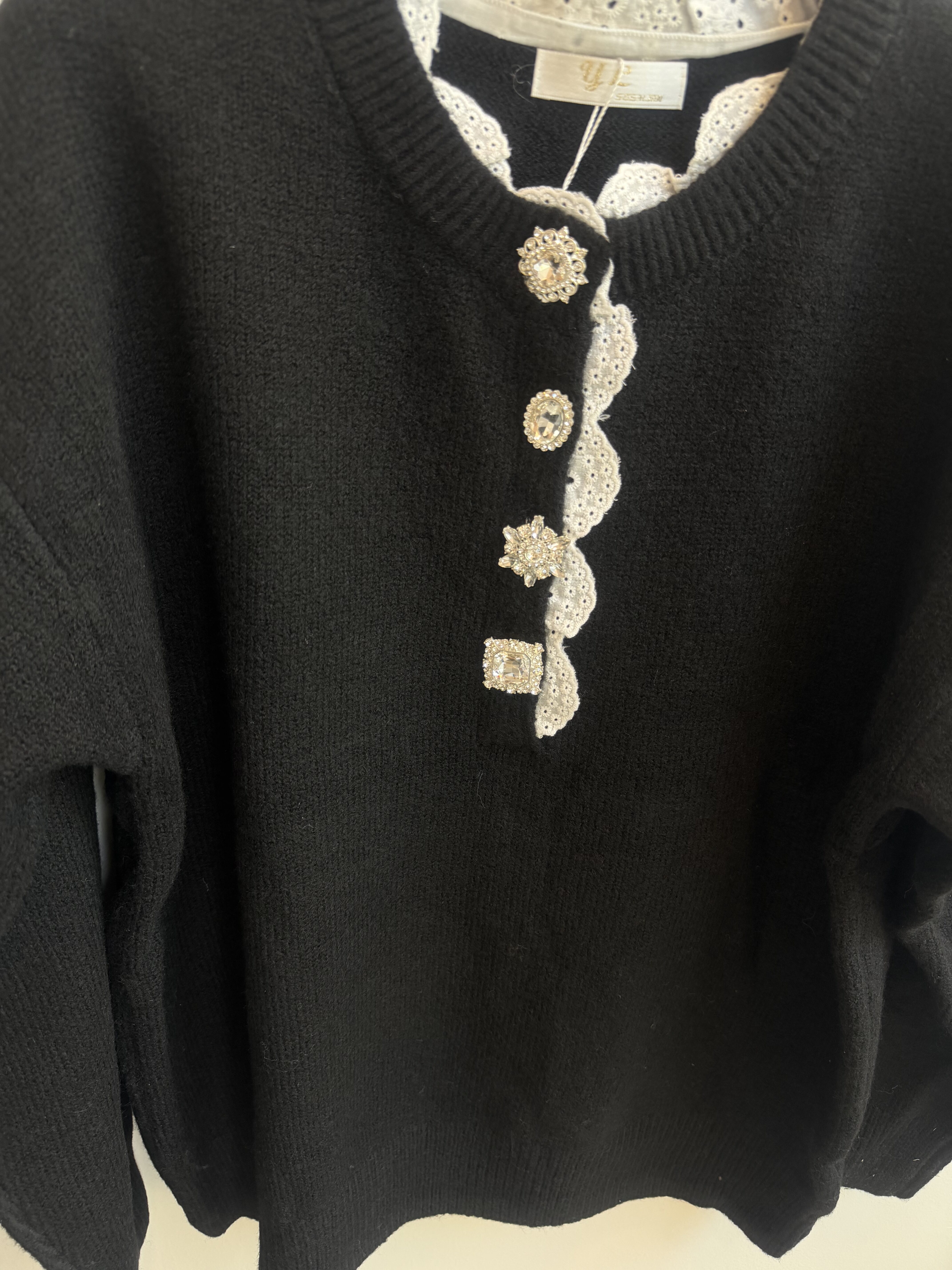 Lace Charm Sweater Πλεκτή Μπλούζα