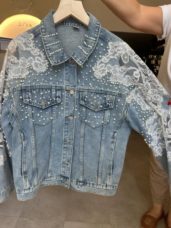 Γυναικείο Jean Jacket με Πέρλες