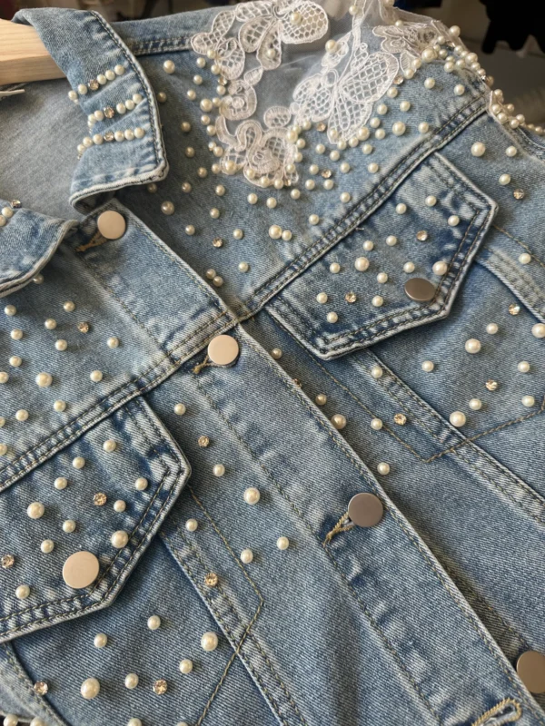 Γυναικείο Jean Jacket με Πέρλες