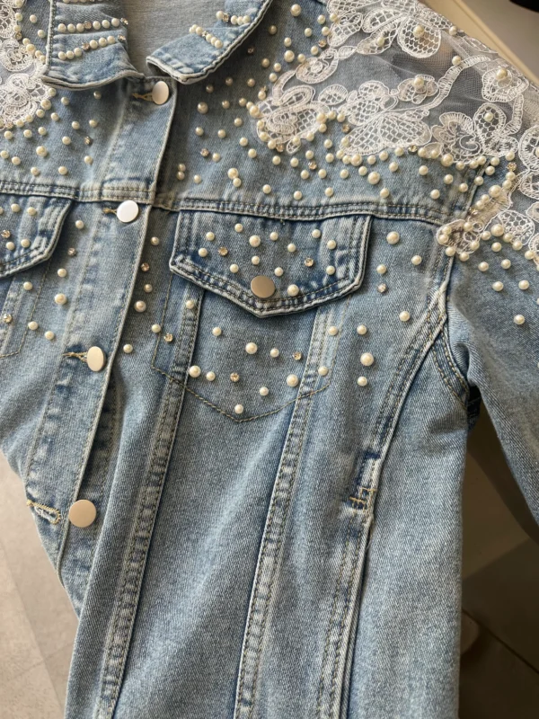 Γυναικείο Jean Jacket με Πέρλες